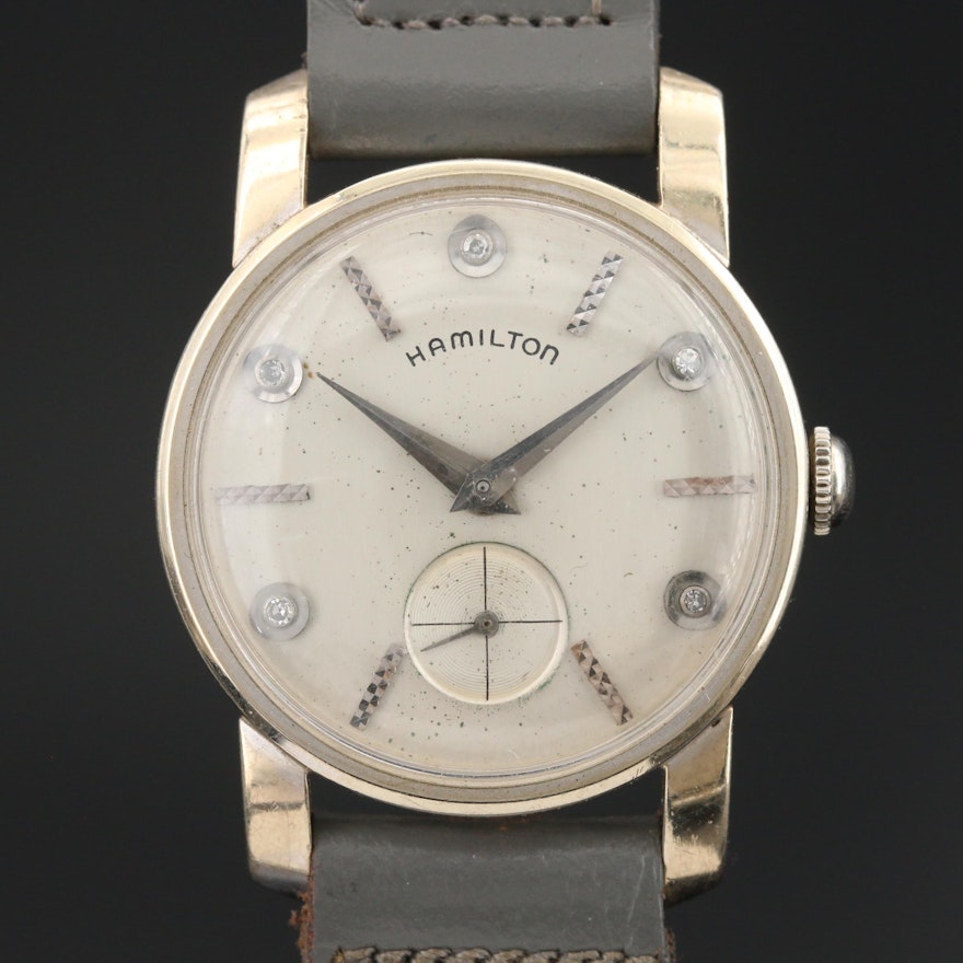 Hamilton 14K Wristwatch with Diamond Dial