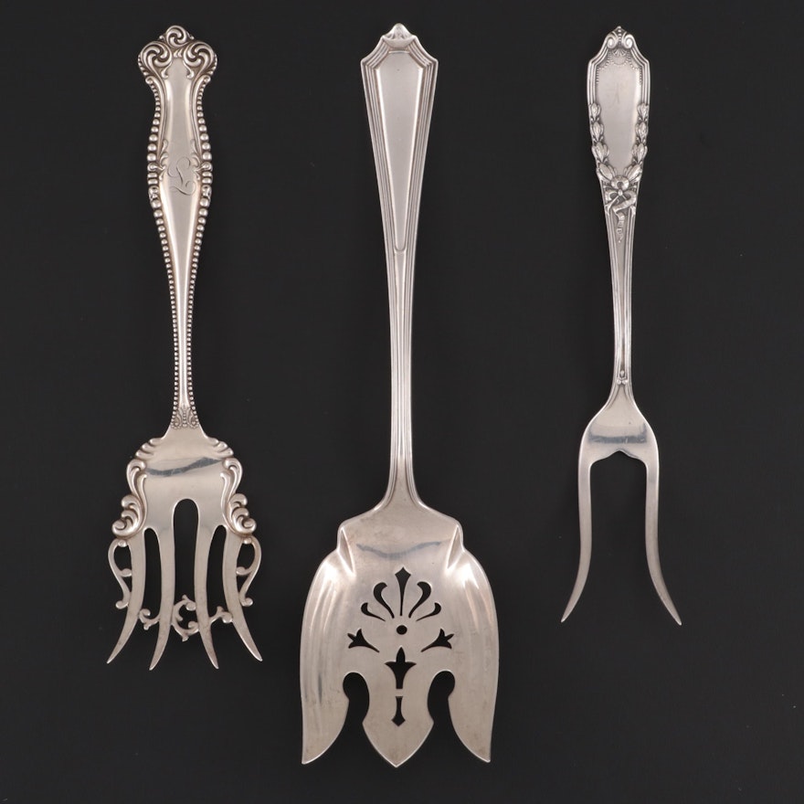 Gorham, Towle, and Other Sterling Silver Serving Forks, Late 19th/Early 20th C.