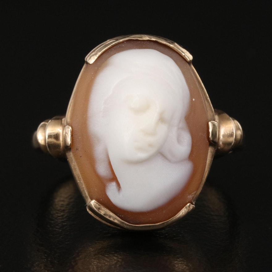 Vintage 10K Shell Cameo Ring