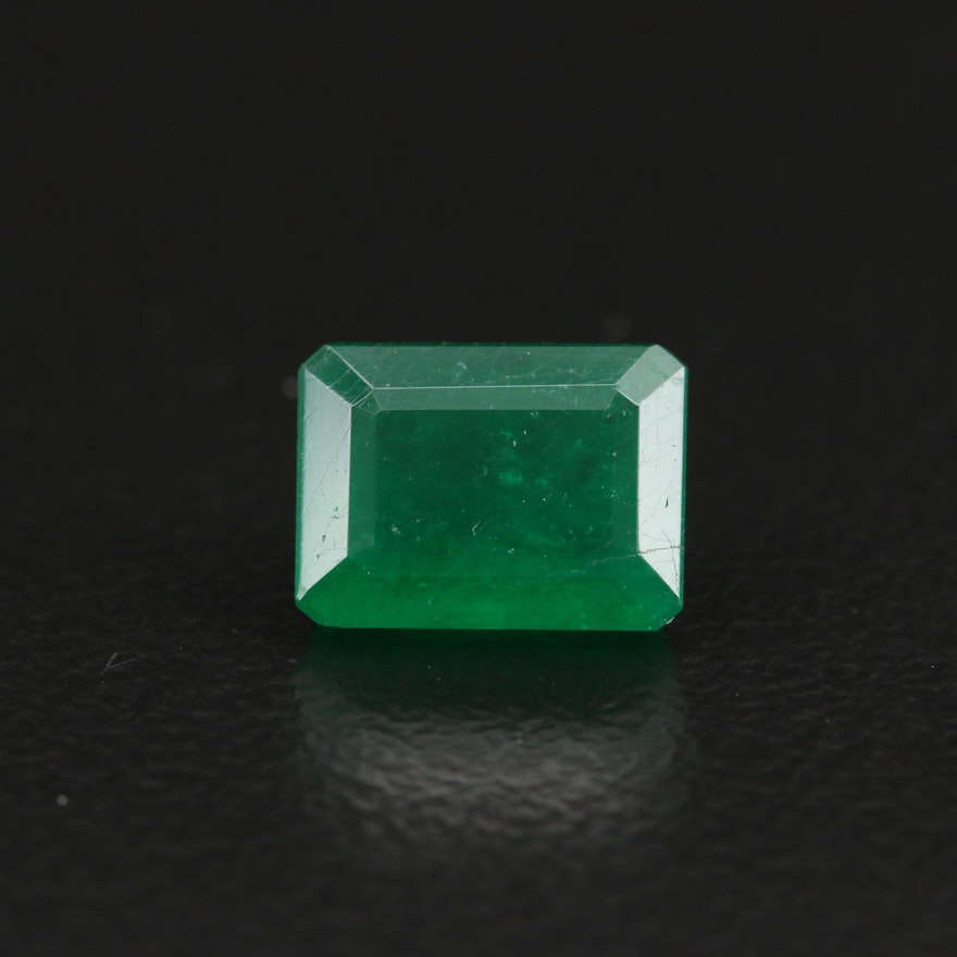 Loose 1.83 CT Cut Cornered Rectangular Faceted Emerald