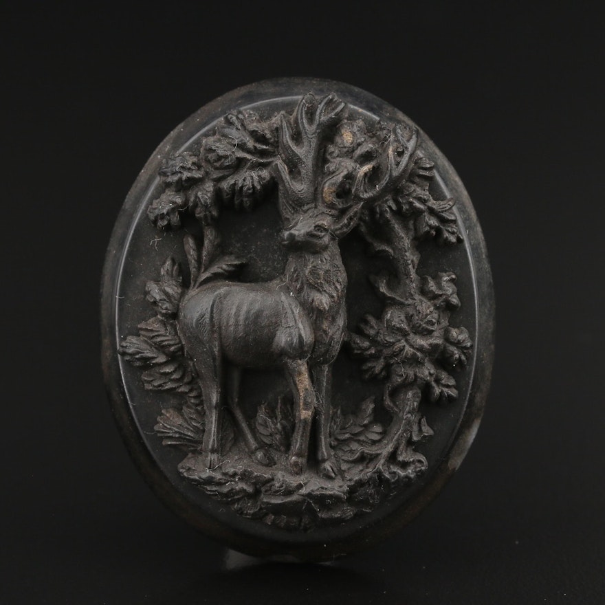 Victorian Pressed Horn Stag Converter Brooch