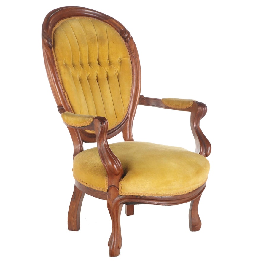 Victorian Rococo Revival Walnut Parlor Chair, Third Quarter 19th Century