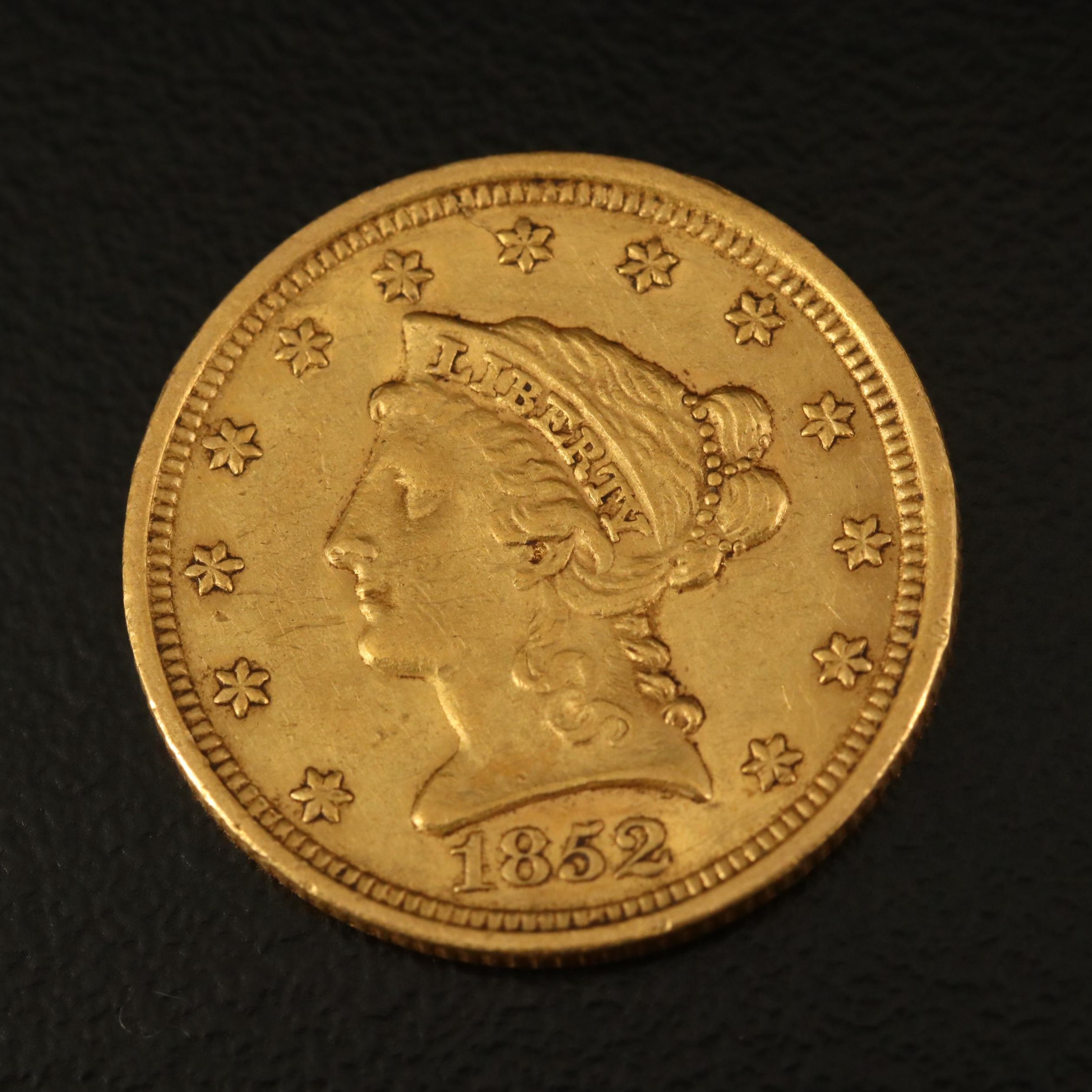 1852 Liberty Head $2.50 Quarter Eagle Gold Coin