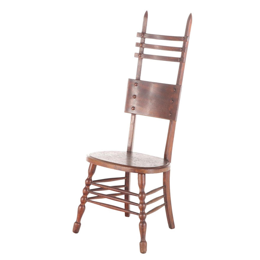 American Oak Ladderback and Bobbin-Turned Side Chair, Early 20th Century