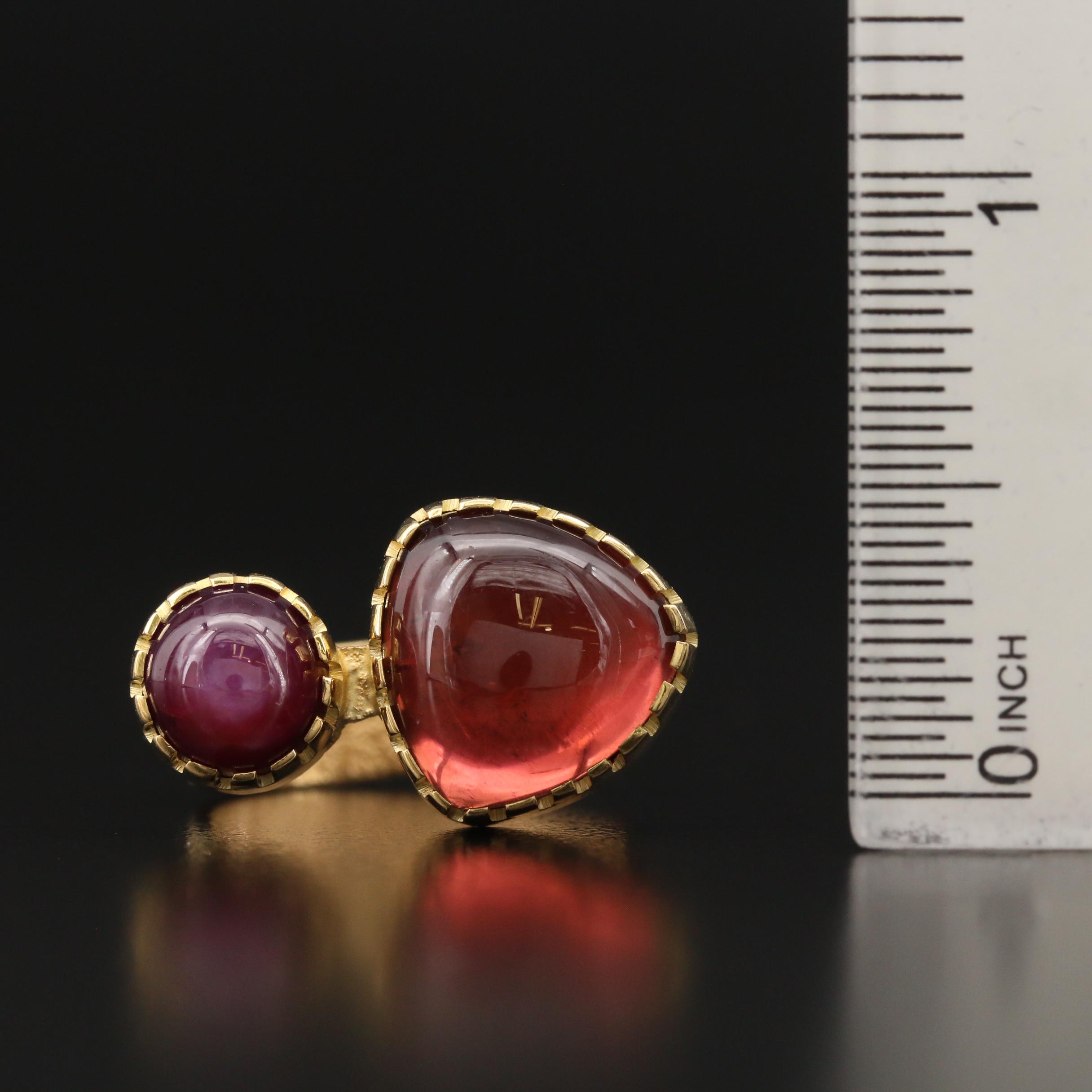 Gail Bird (Laguna) and Yazzie Johnson (Navajo Diné) 18K Tourmaline and Ruby Ring