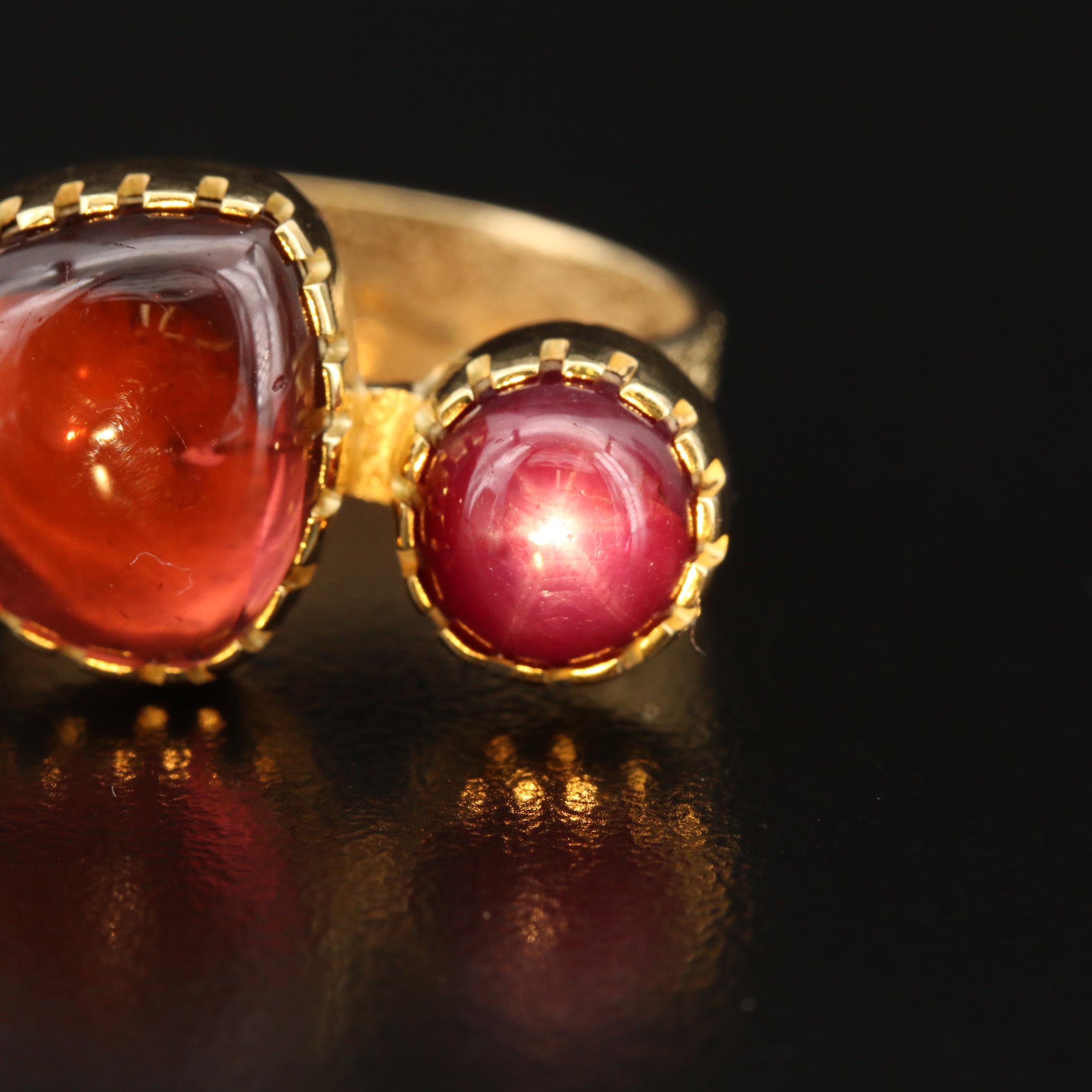 Gail Bird (Laguna) and Yazzie Johnson (Navajo Diné) 18K Tourmaline and Ruby Ring