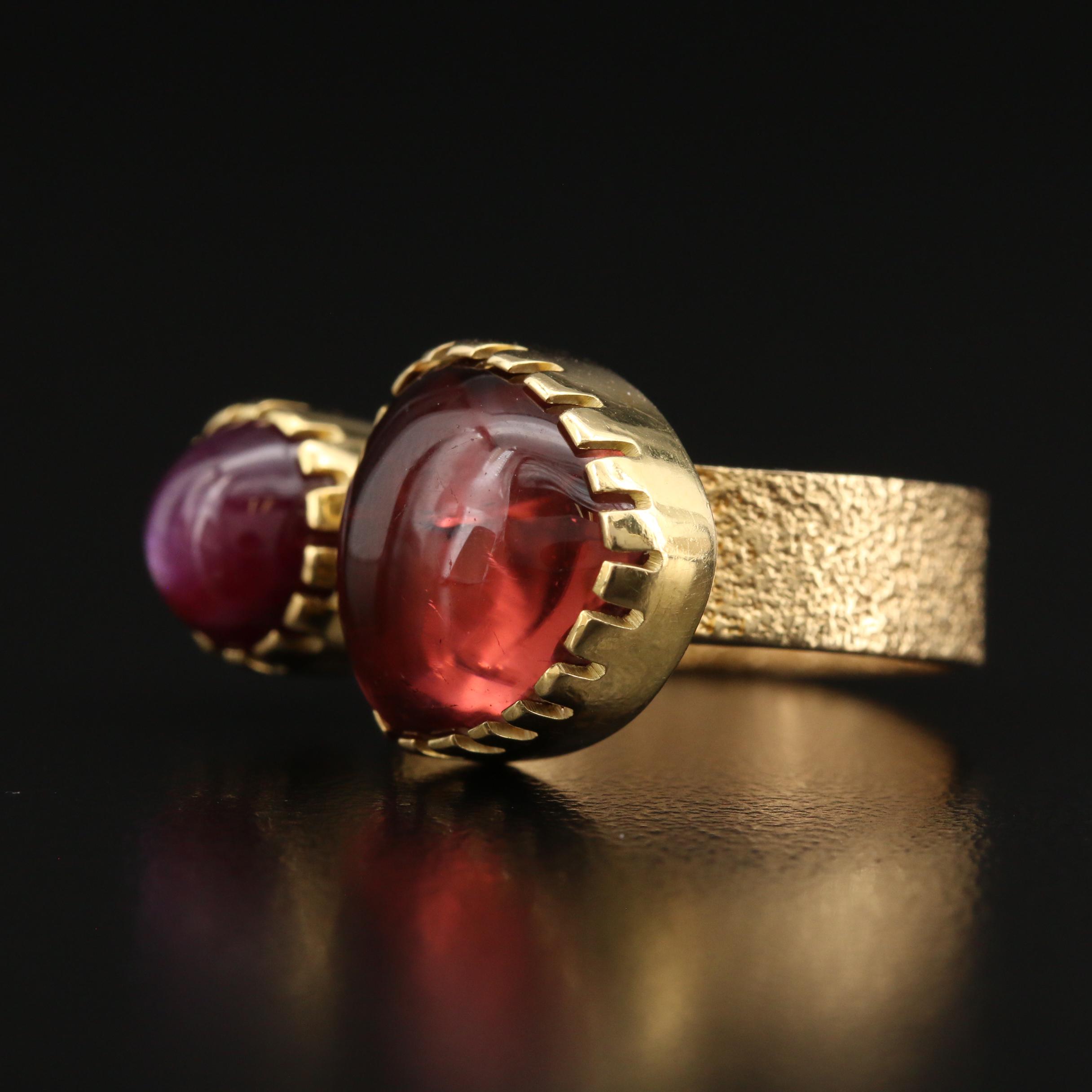 Gail Bird (Laguna) and Yazzie Johnson (Navajo Diné) 18K Tourmaline and Ruby Ring