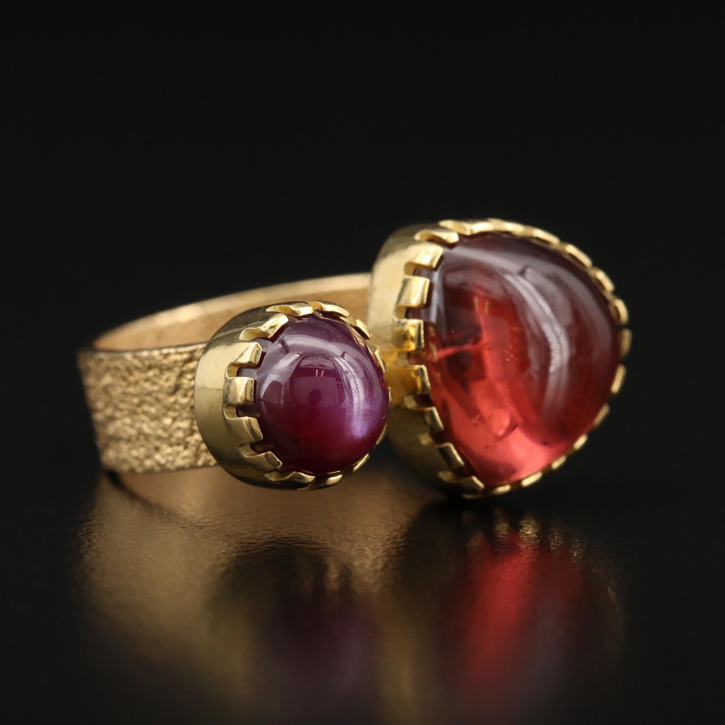 Gail Bird (Laguna) and Yazzie Johnson (Navajo Diné) 18K Tourmaline and Ruby Ring