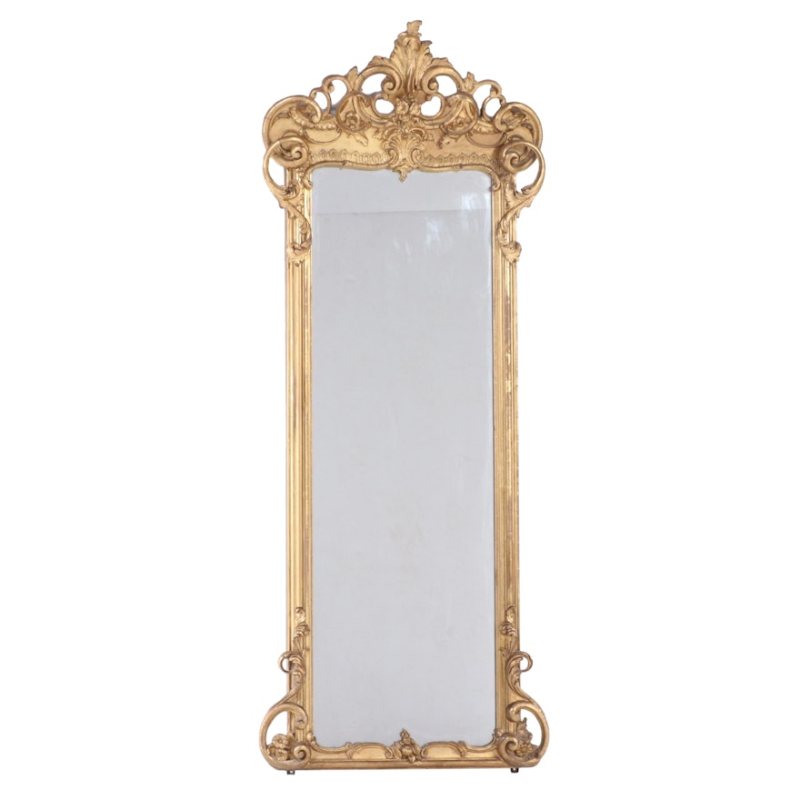 Rococo Style Giltwood Full Length Mirror, Early 20th Century