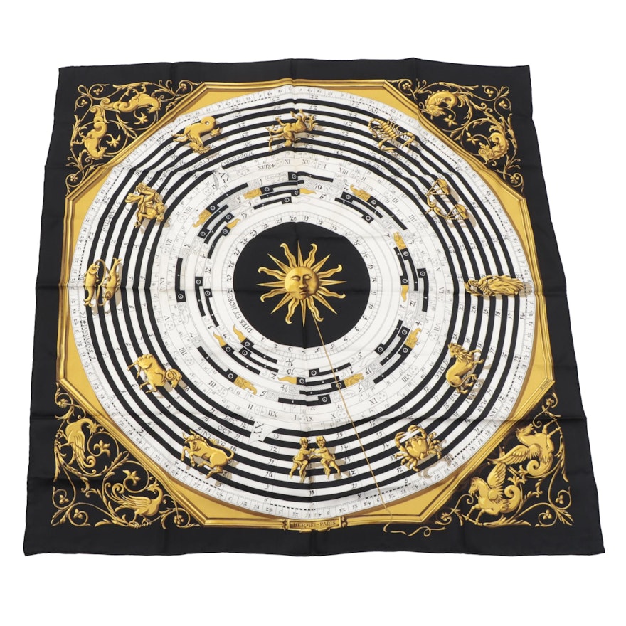 Hermés "Dies et Hore" Silk Twill Scarf