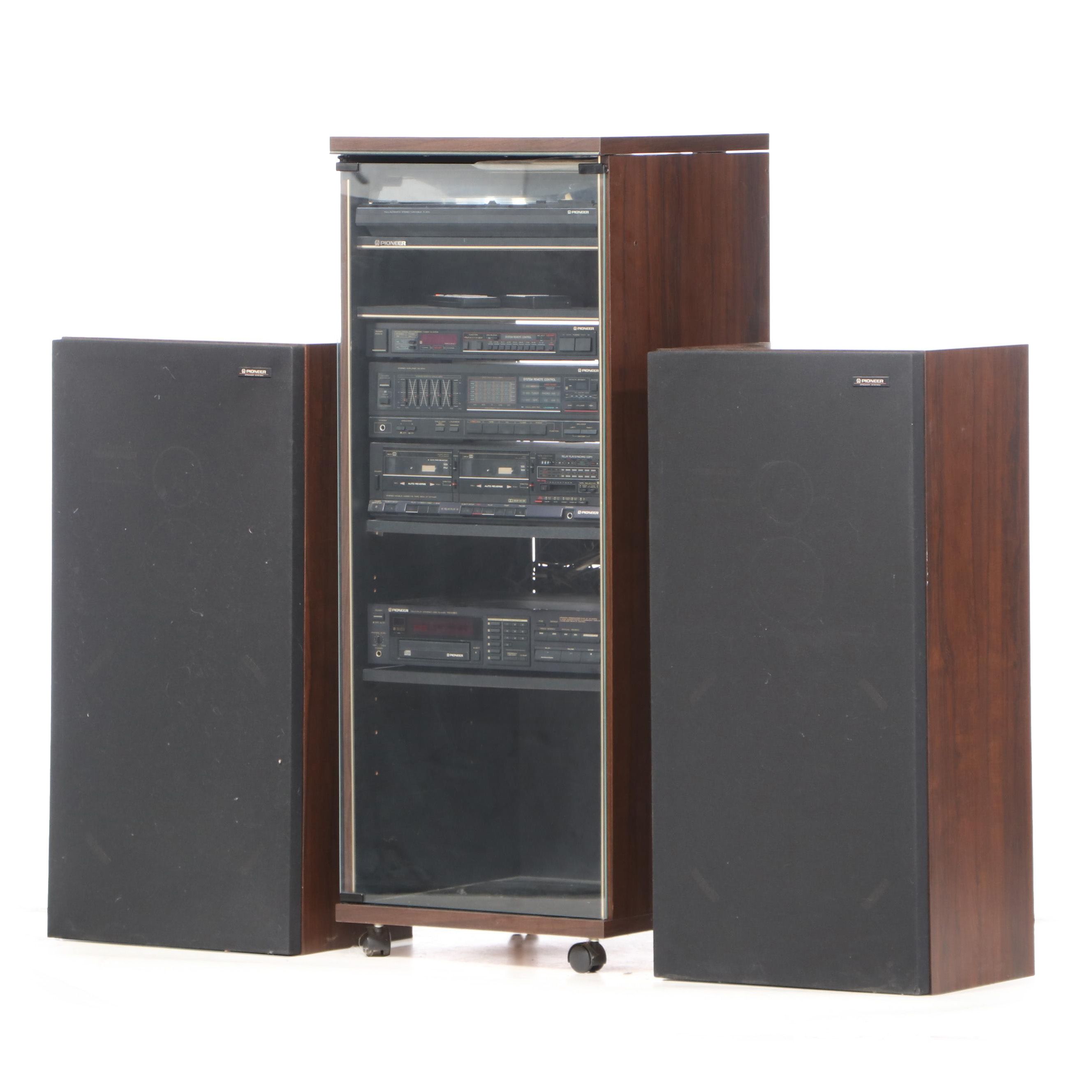 Pioneer Stereo Sound System with Disk Player, Turntable, and Floor Speakers