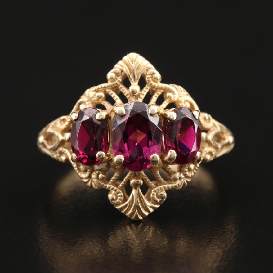 14K Garnet Openwork Ring