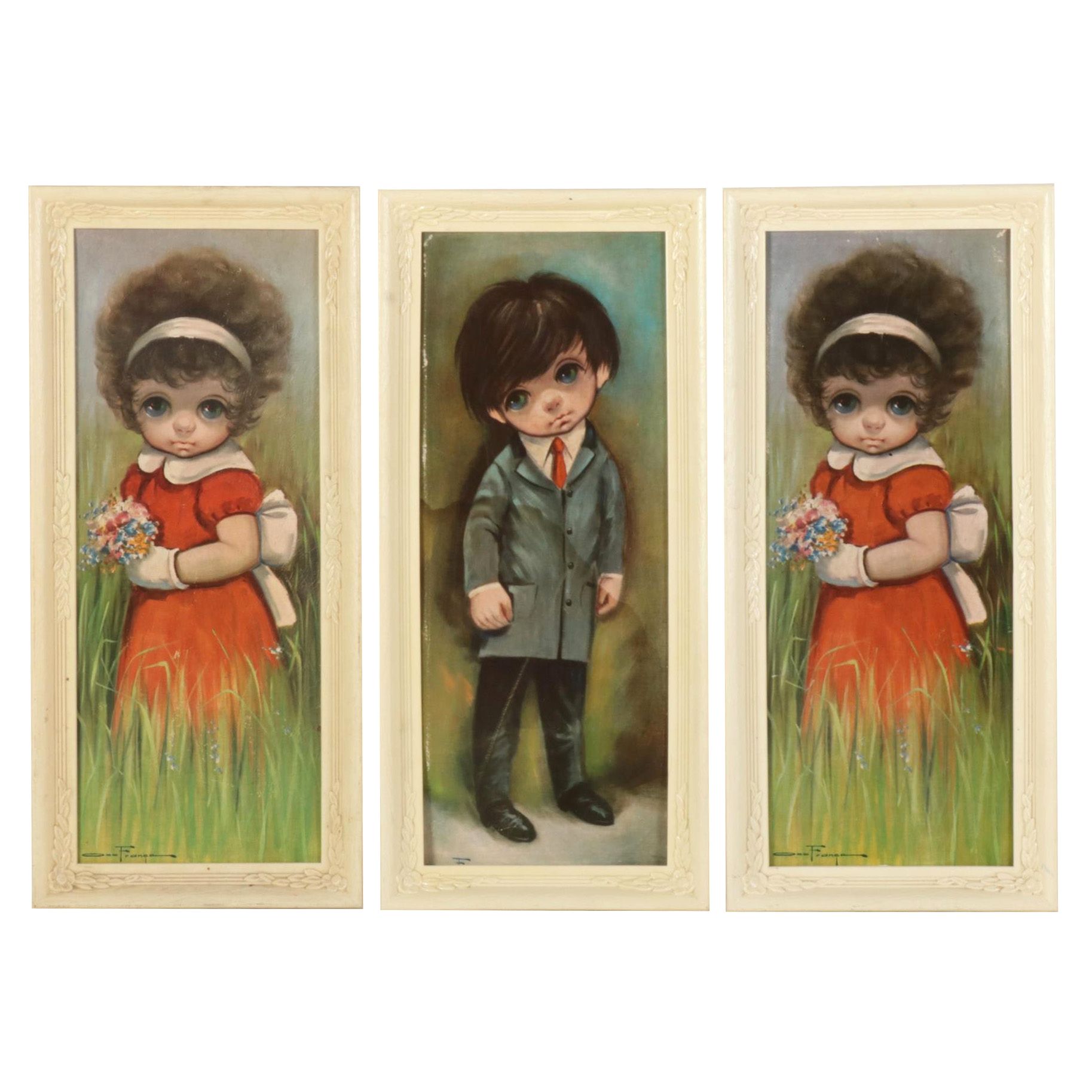 Offset Lithographs after Ozz França of Children in the Style of Margaret Keane