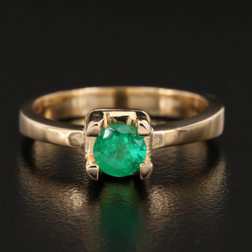 18K Emerald Solitaire Ring