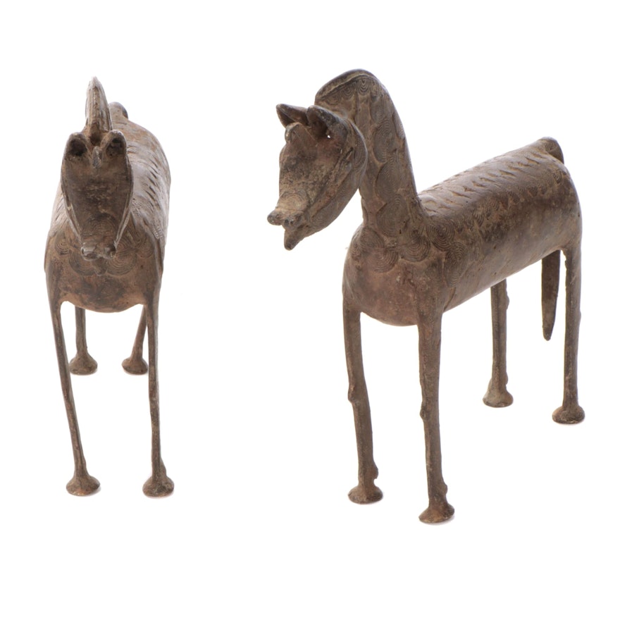 West African Brass Horse Figures