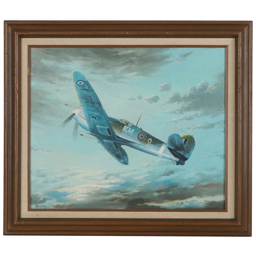 Oil Painting of a Supermarine Spitfire, Late 20th Century
