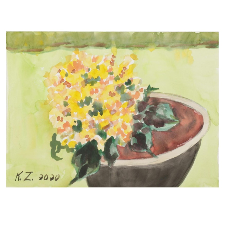 Kathleen Zimbicki Watercolor Painting "Corn Still Life," 2020