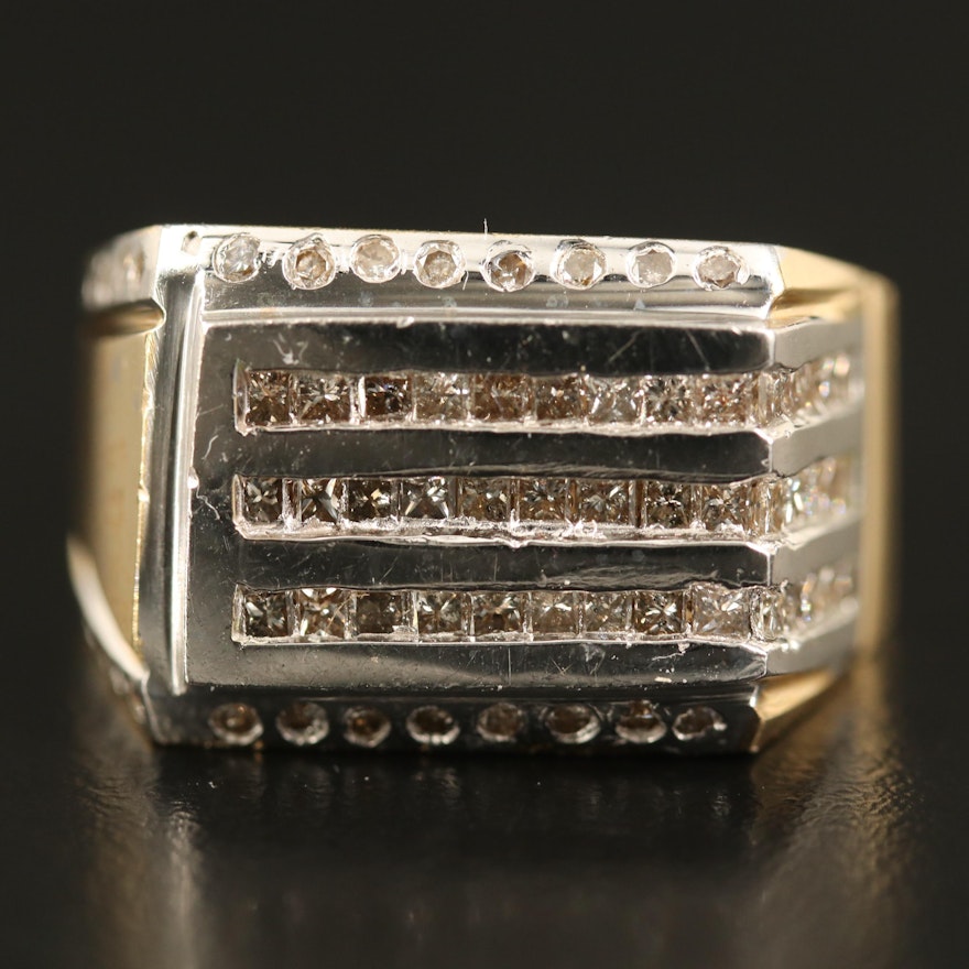 14K 1.45 CTW Diamond Multi-Row Ring