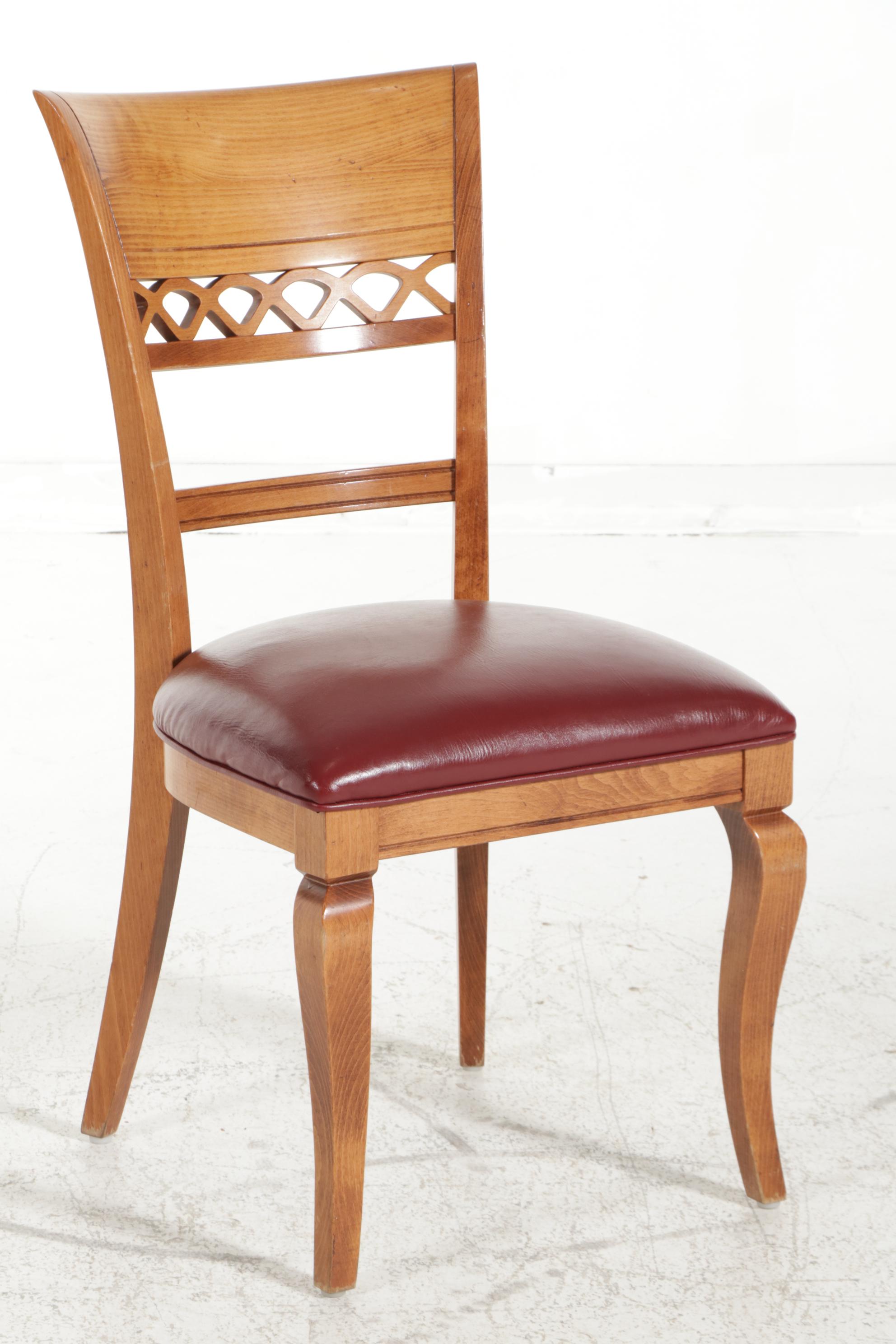 Five Nichols & Stone "Mont Blanc" Birch and Leather Upholstered Dining Chairs
