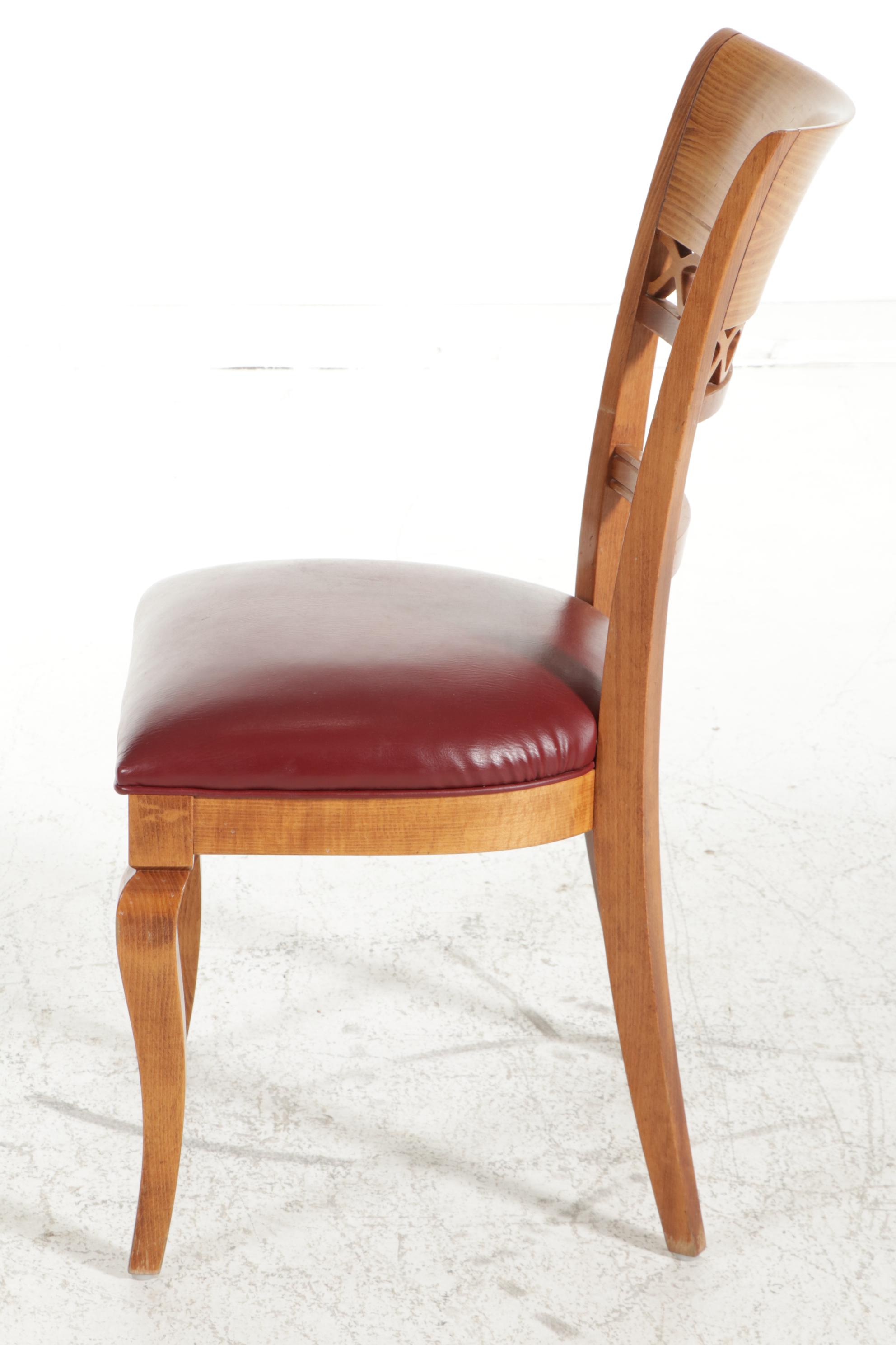 Five Nichols & Stone "Mont Blanc" Birch and Leather Upholstered Dining Chairs