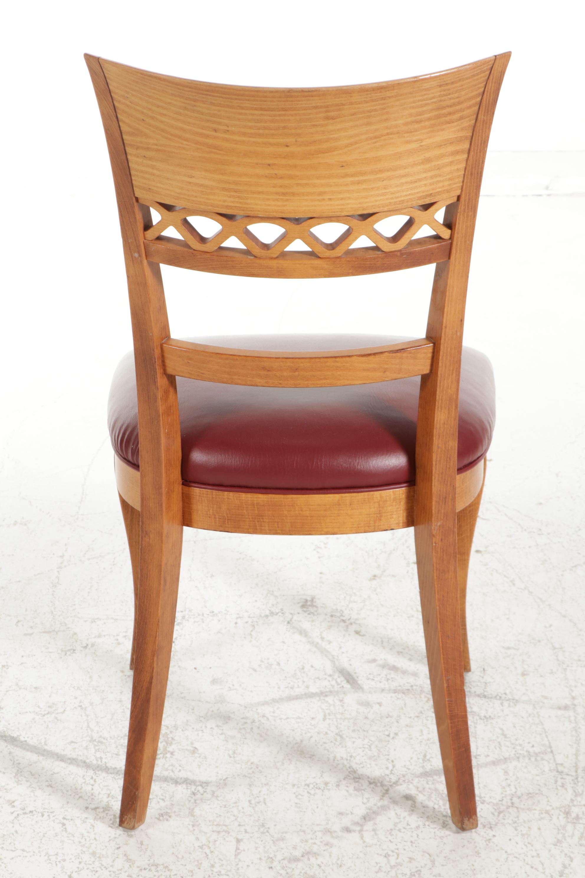 Five Nichols & Stone "Mont Blanc" Birch and Leather Upholstered Dining Chairs