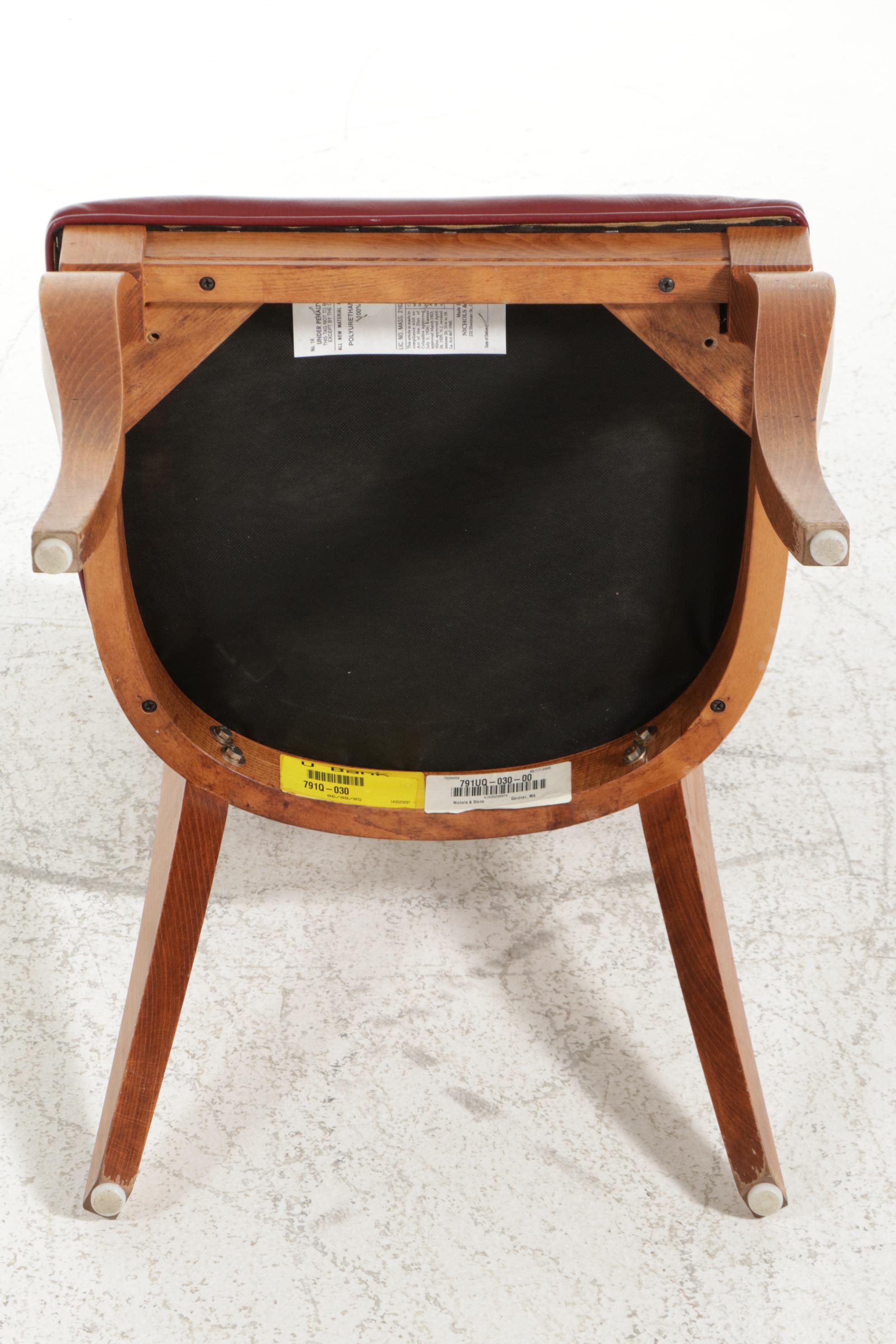 Five Nichols & Stone "Mont Blanc" Birch and Leather Upholstered Dining Chairs