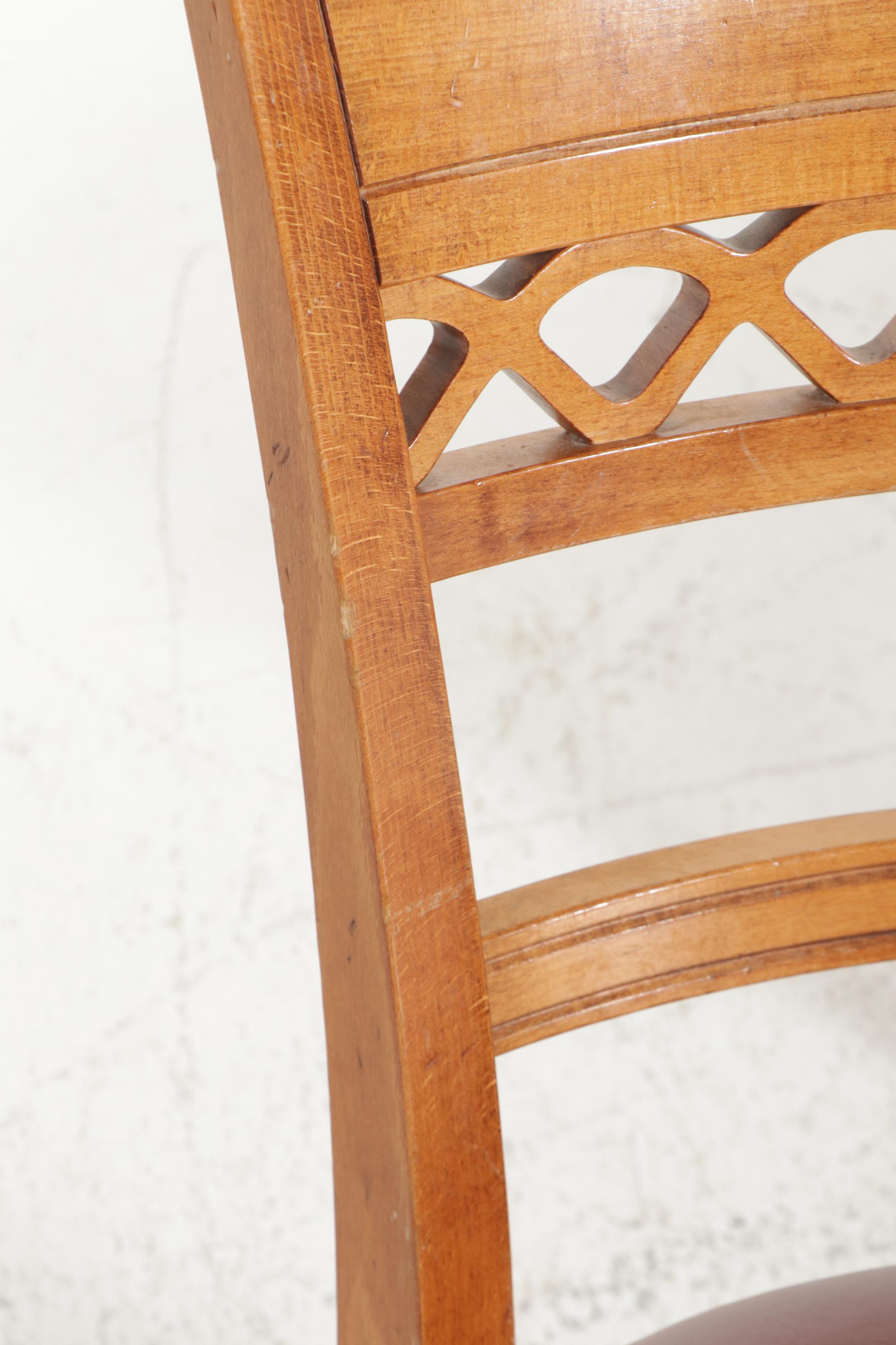 Five Nichols & Stone "Mont Blanc" Birch and Leather Upholstered Dining Chairs