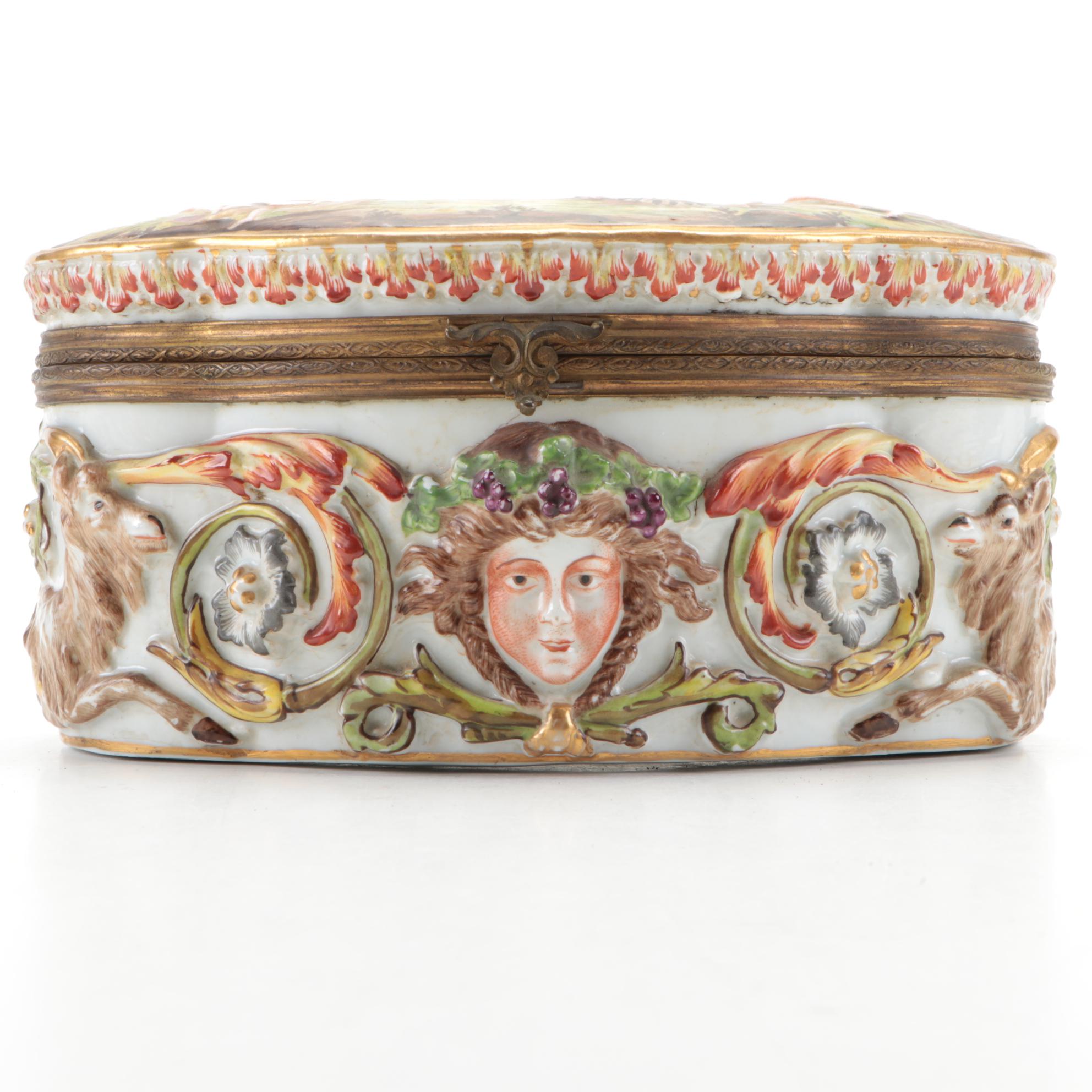 Ernst Bohne Sons German Porcelain Box, Early 20th Century