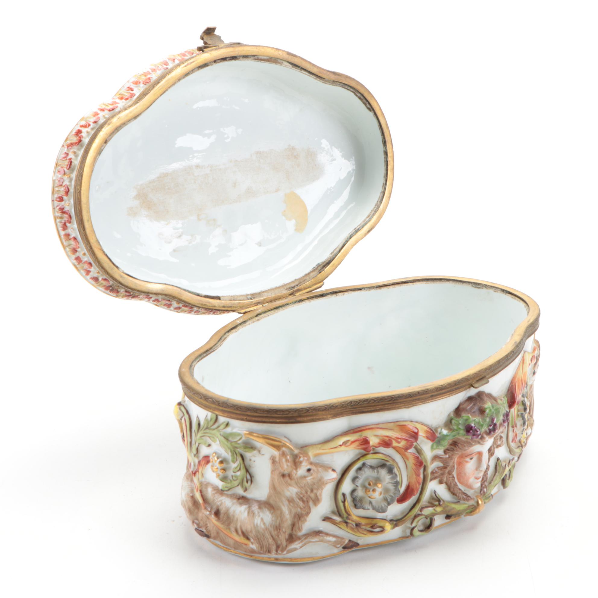 Ernst Bohne Sons German Porcelain Box, Early 20th Century