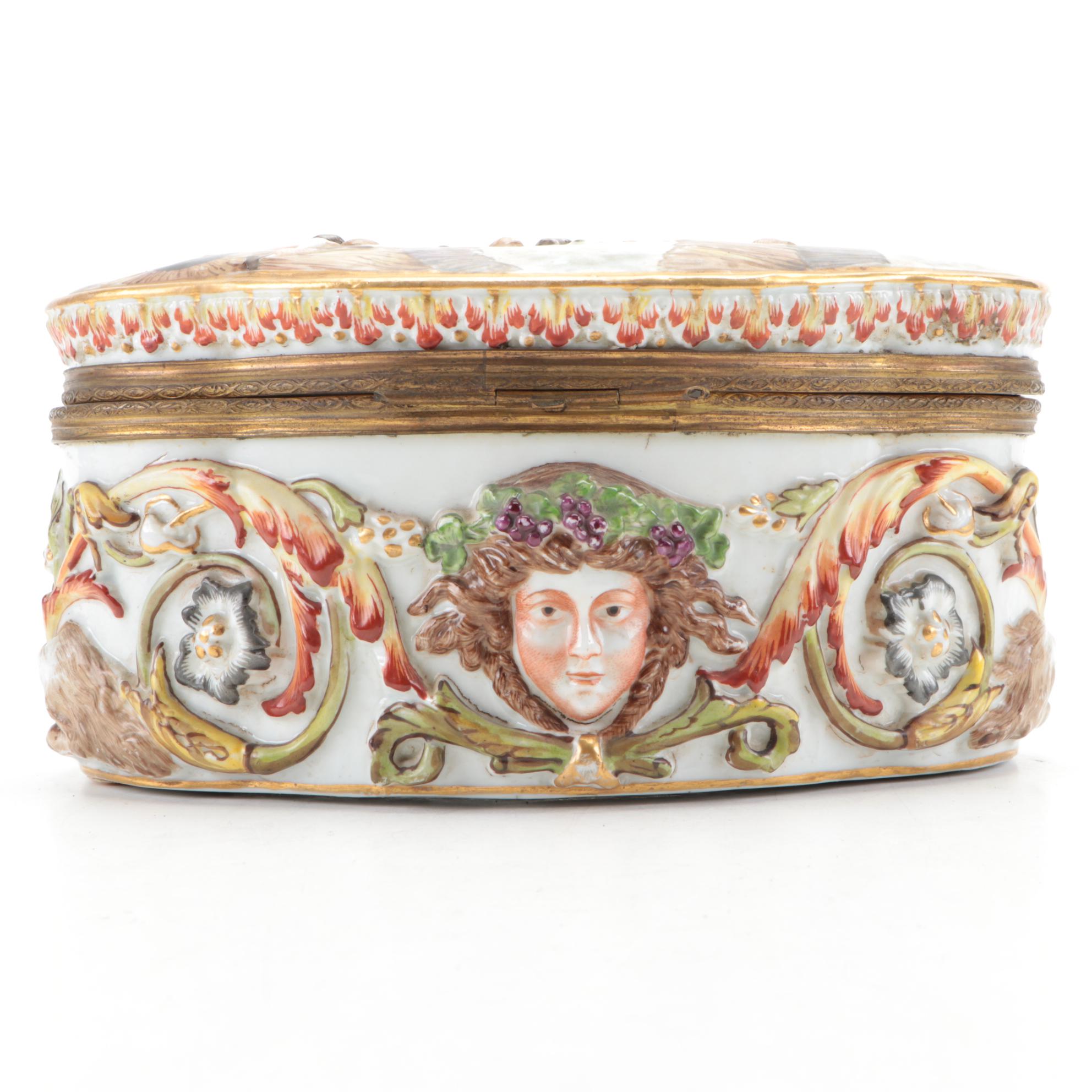 Ernst Bohne Sons German Porcelain Box, Early 20th Century