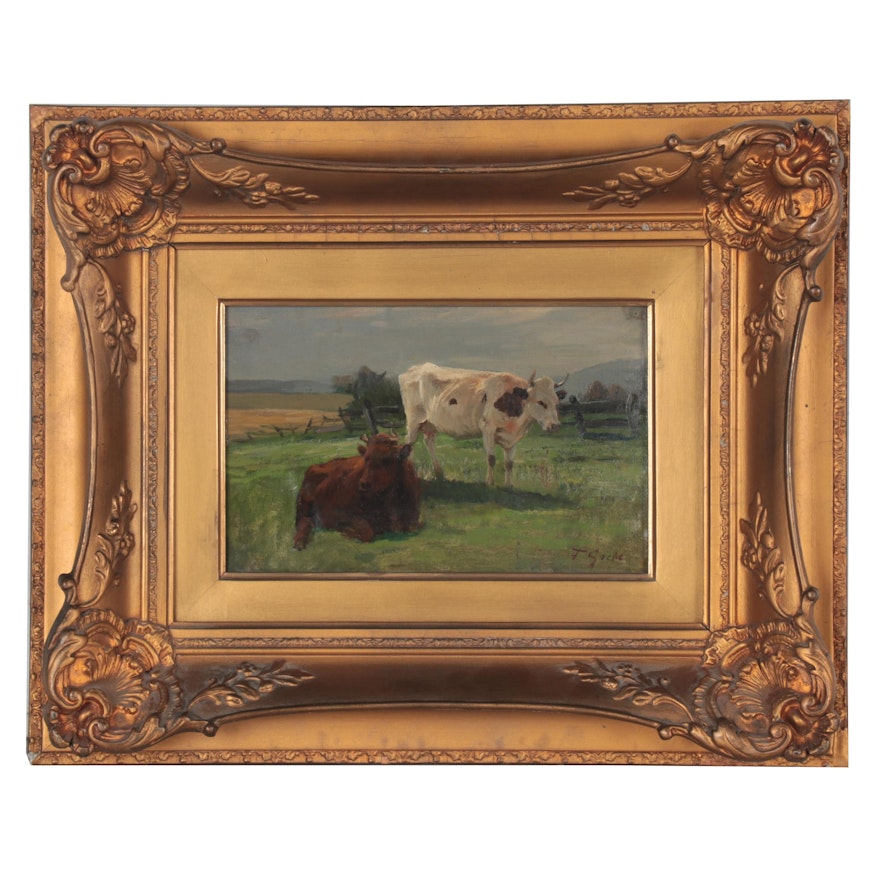 Fritz Grebe Pastoral Landscape Oil Painting