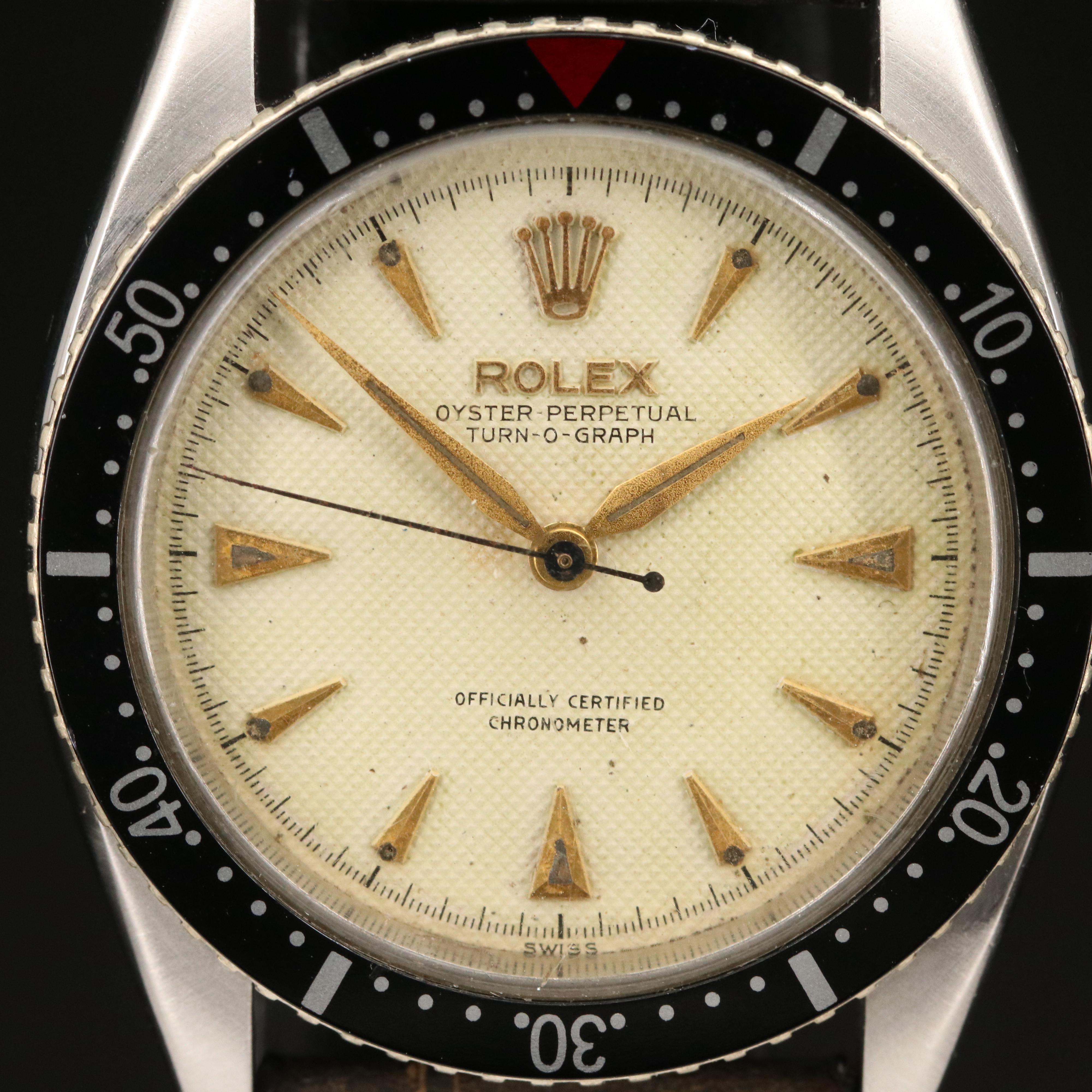 1953 Rolex Turn-O-Graph 6202 Honeycomb Dial Stainless Steel Watch