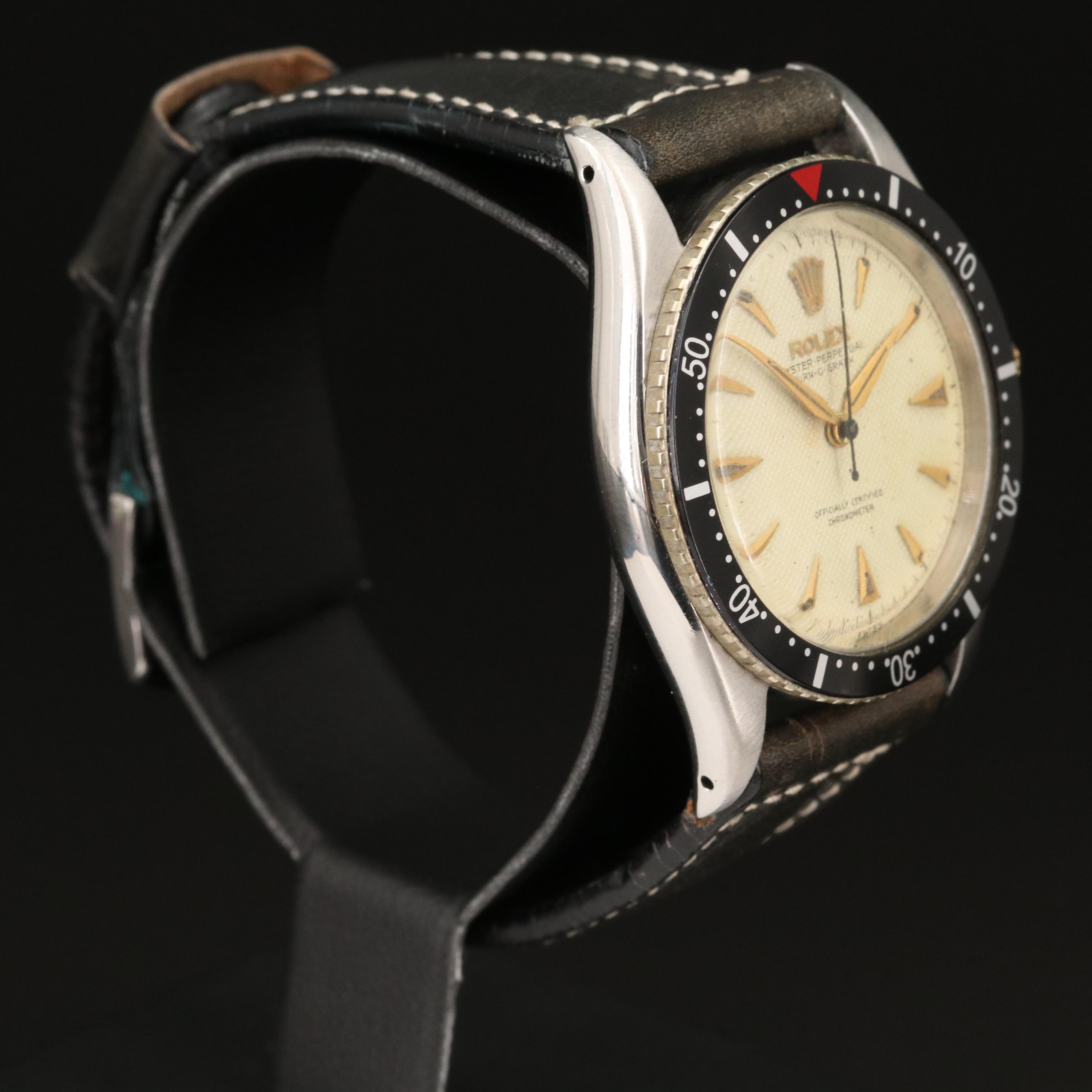 1953 Rolex Turn-O-Graph 6202 Honeycomb Dial Stainless Steel Watch