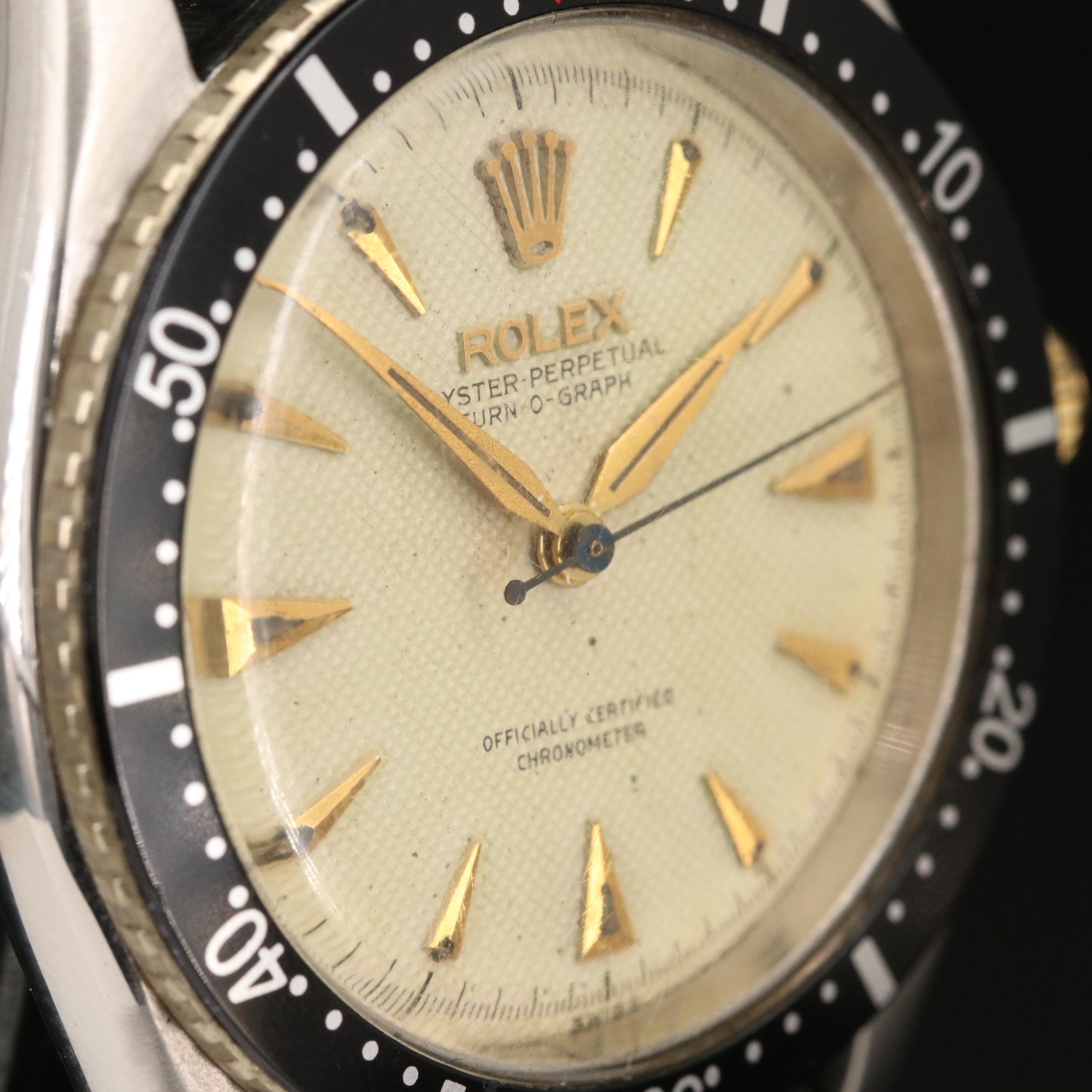1953 Rolex Turn-O-Graph 6202 Honeycomb Dial Stainless Steel Watch