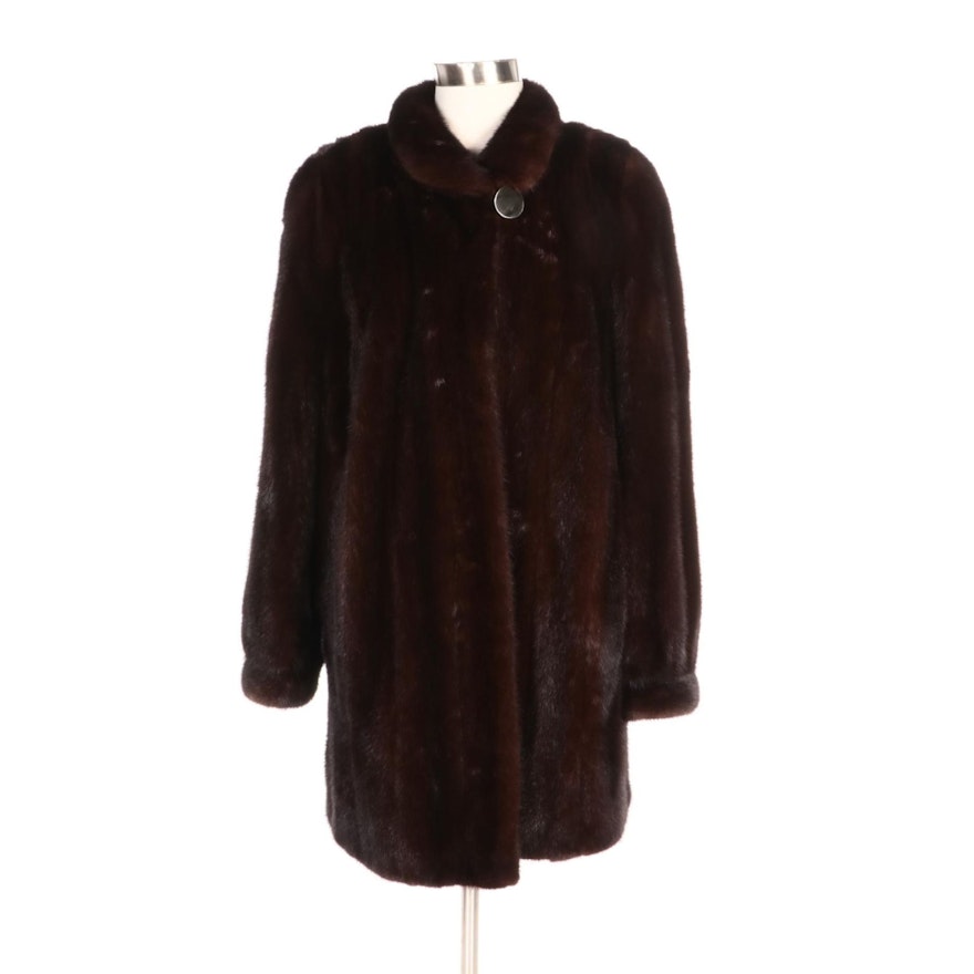 Mink Fur Stroller Coat with Tapered Cuffs