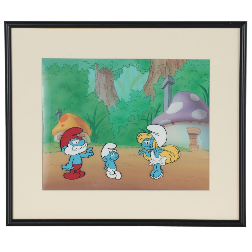 Hanna-Barbera "The Smurfs" Production Cel and Master Background