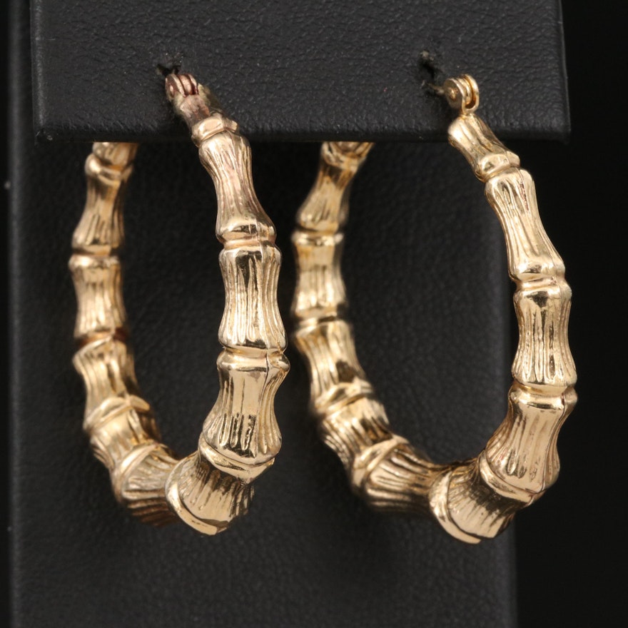 14K Bamboo Hoop Earrings