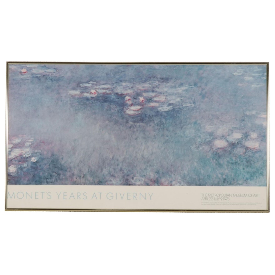 Offset Lithograph Exhibition Poster After Claude Monet "Water Lilies"