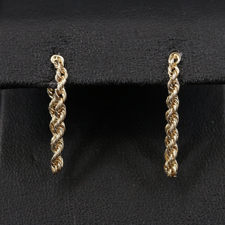14K Rope Chain Hoop Earrings