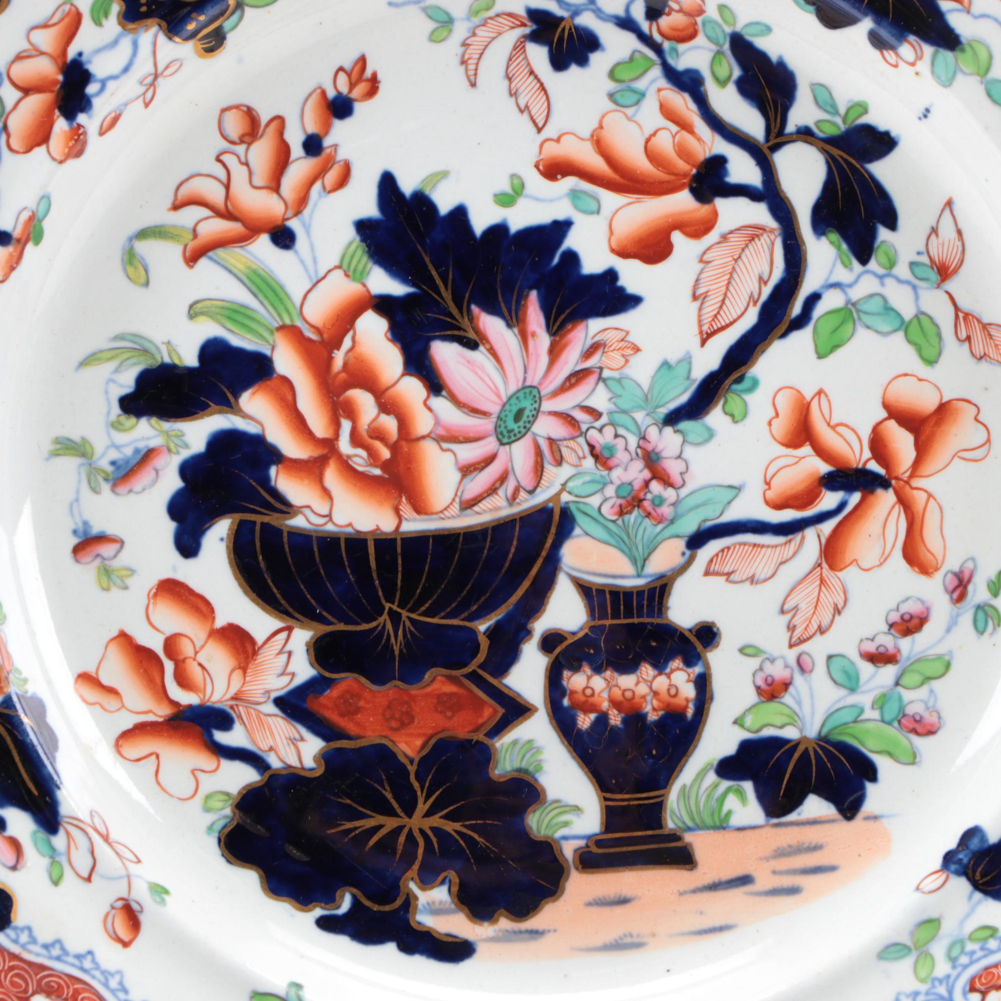 Georgian English Imari Tonquin China Ironstone Plates, Early 19th Century