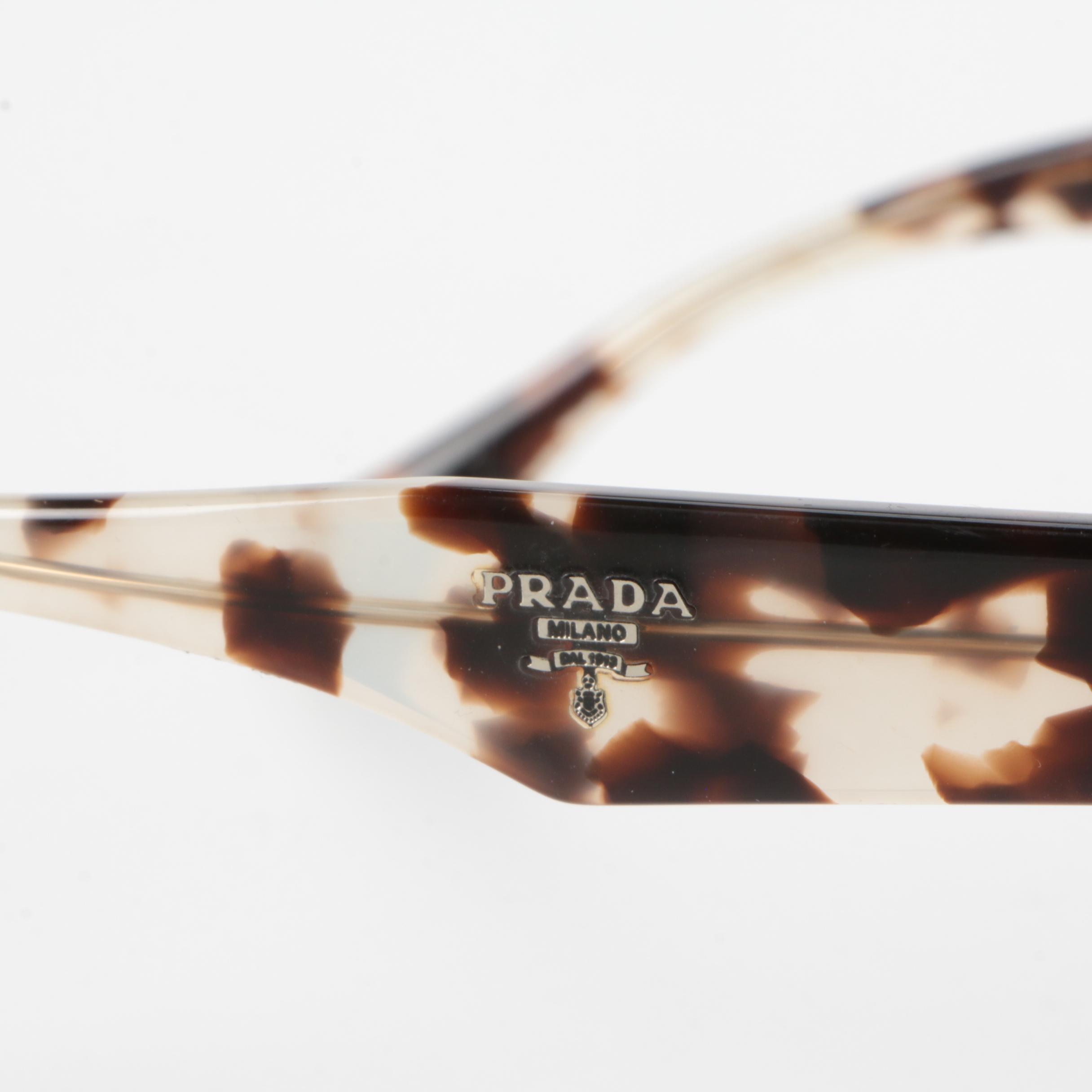 Prada SPR 10R Horn-Rimmed Style Sunglasses in Tortoise/Grey