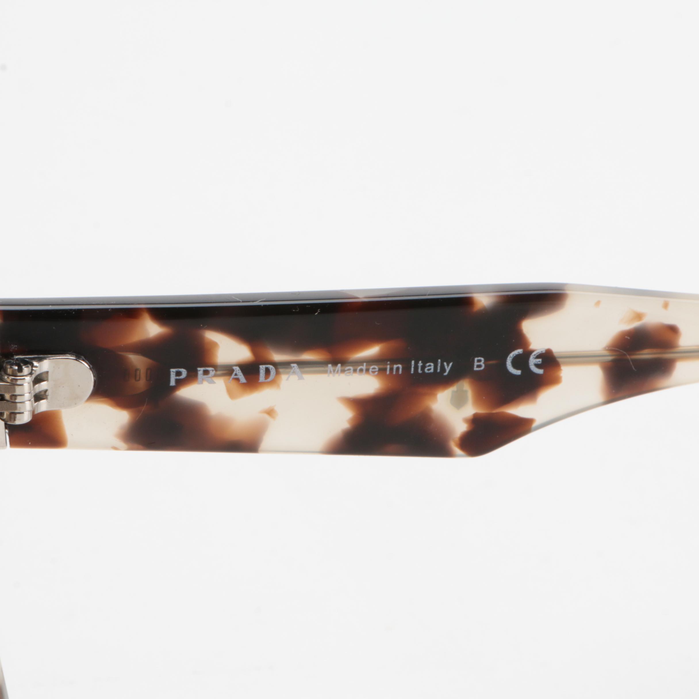 Prada SPR 10R Horn-Rimmed Style Sunglasses in Tortoise/Grey