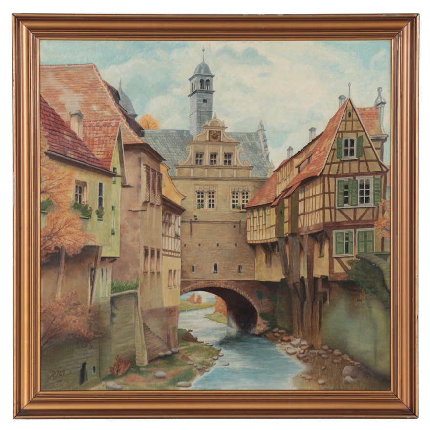 Oil Painting "Marktbreit a. M." 1969