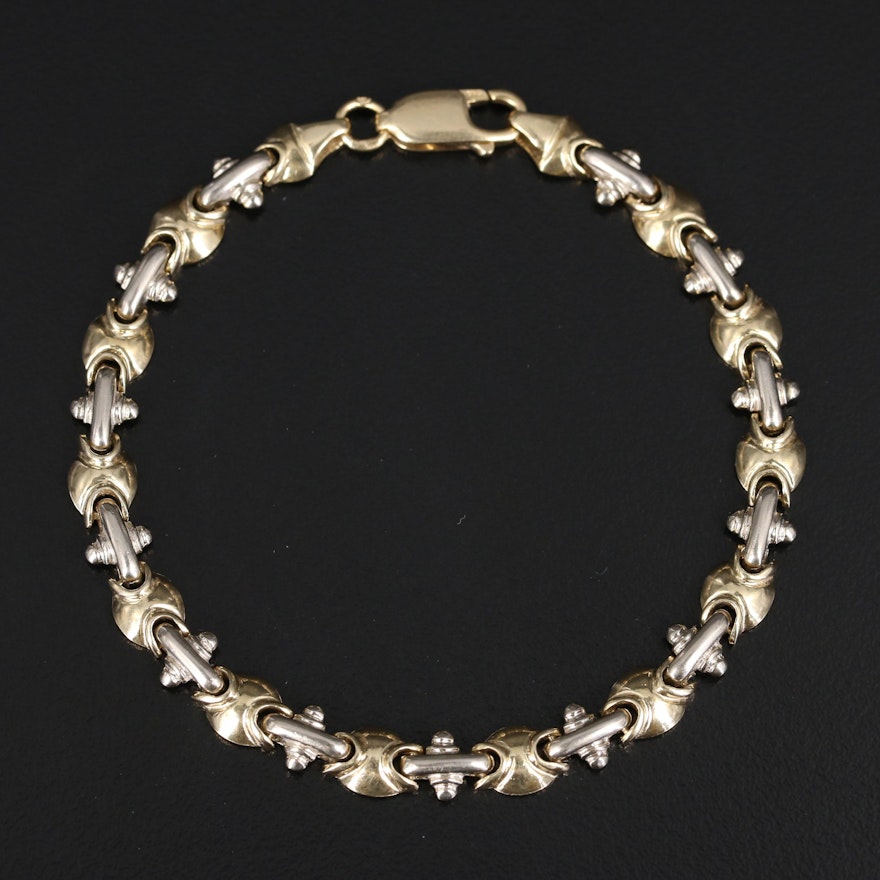 14K Two-Tone Fancy Link Bracelet