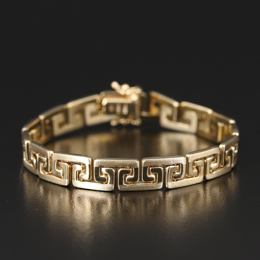 14K Italian Gold Greek Key Link Bracelet