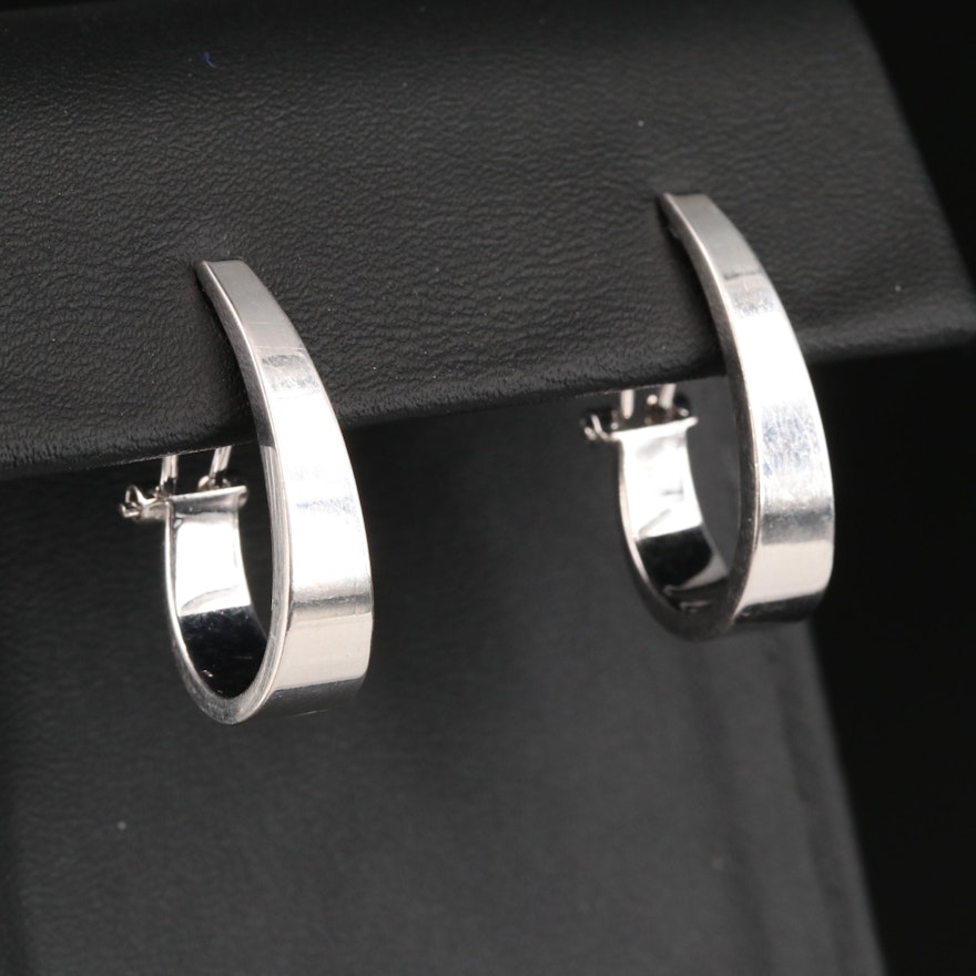 14K Tapered J Hoop Earrings