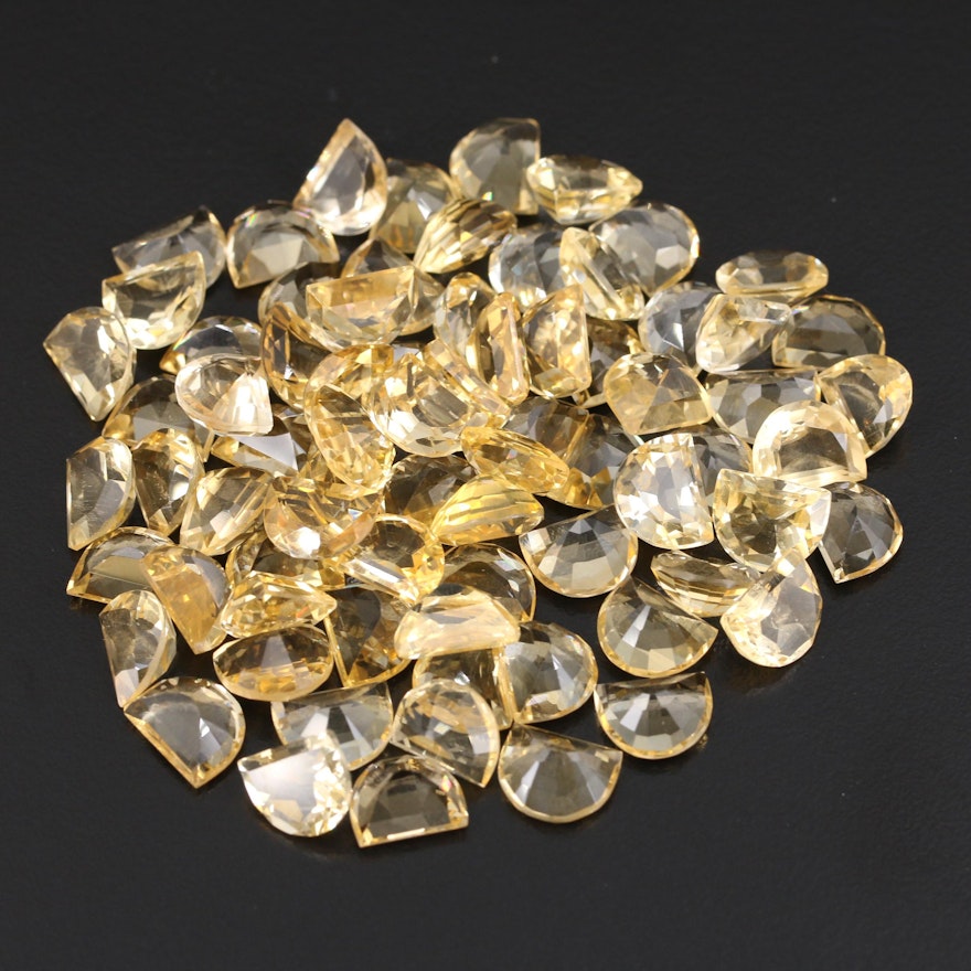 Loose 191.98 CTW Half Moon Faceted Citrine