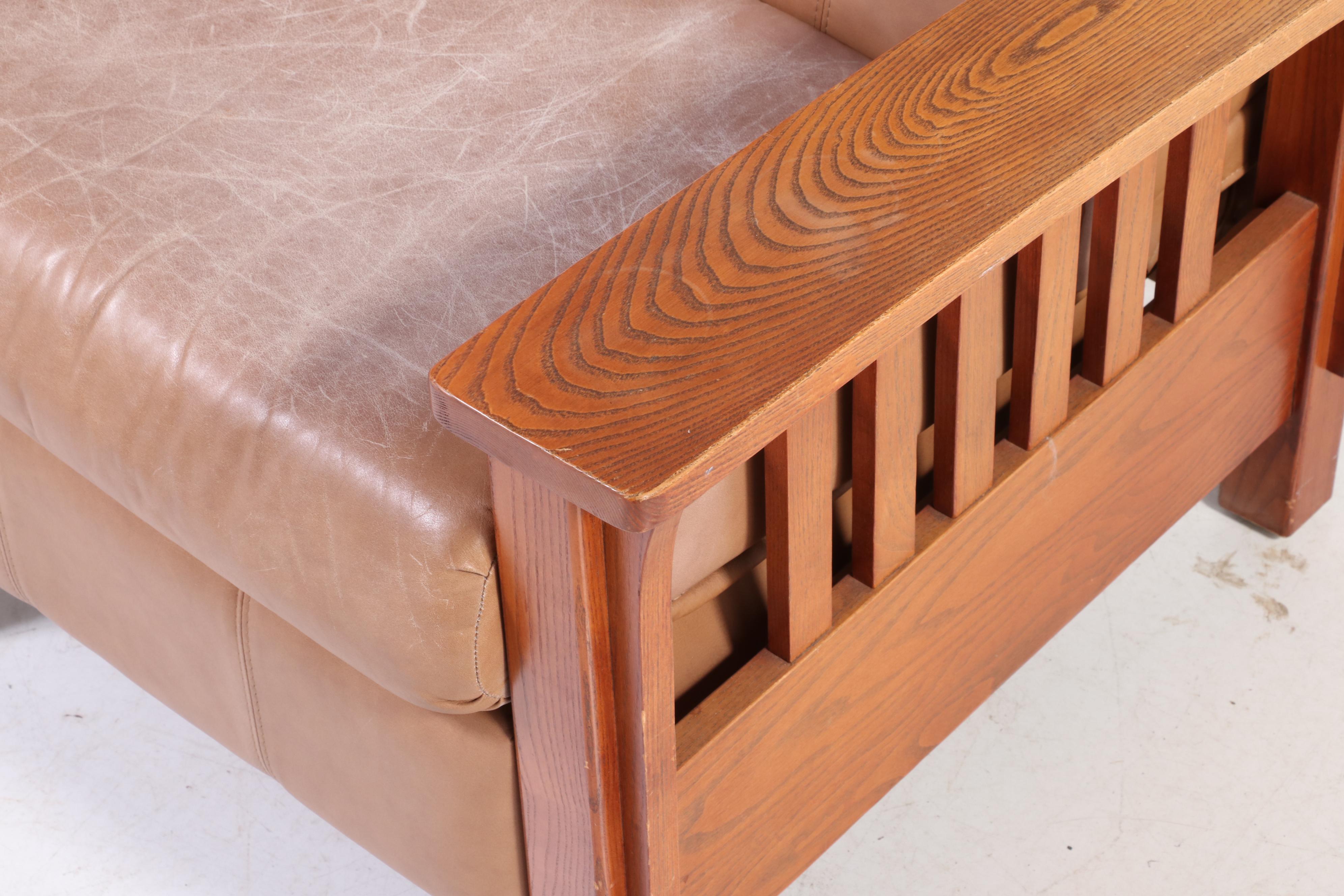 Lane Mission Style Oak Reclining Arm Chair, Mid to Late 20th Century