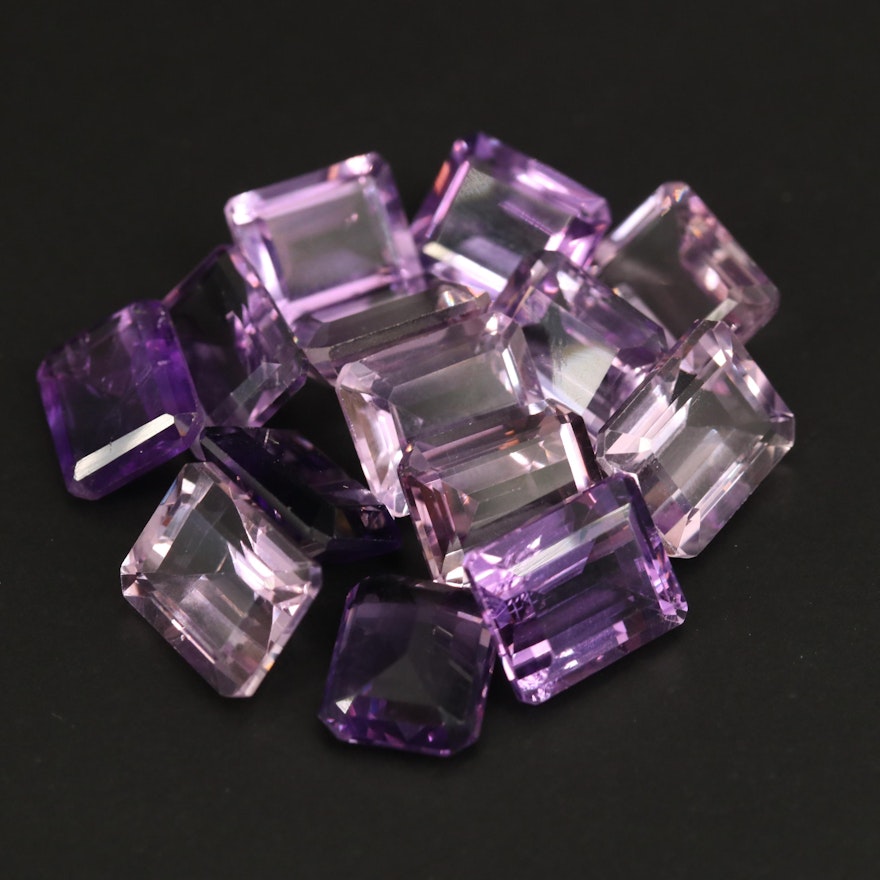 Loose 57.73 CTW Rectangular Faceted Amethysts