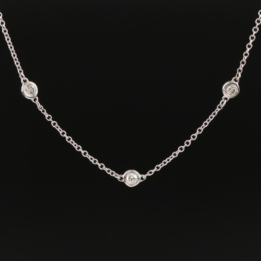 14K Diamond Station Necklace